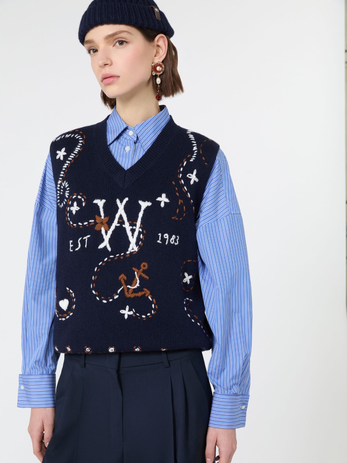 Gilet in filato di lana con ricami - Weekend Max Mara - 4