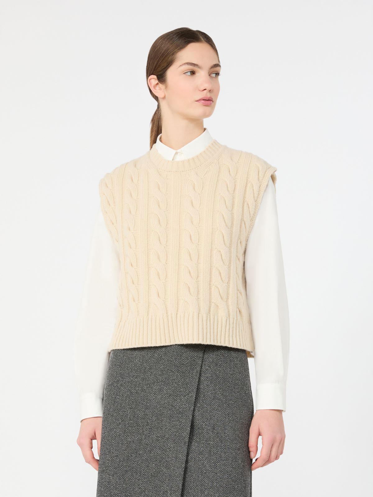 Cable knit wool yarn gilet - Weekend Max Mara - 2