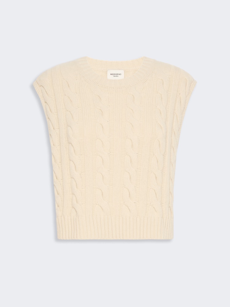 Cable knit wool yarn gilet - Weekend Max Mara - 2