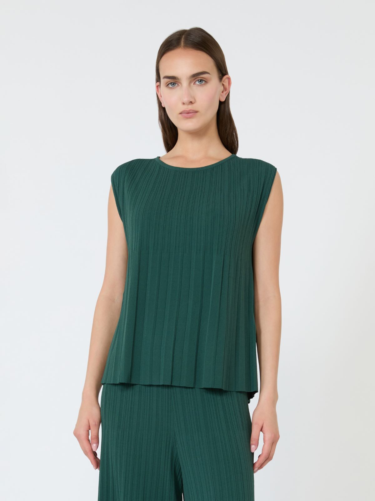Plissé-pleated viscose yarn sweater - GREEN - Weekend Max Mara - 2