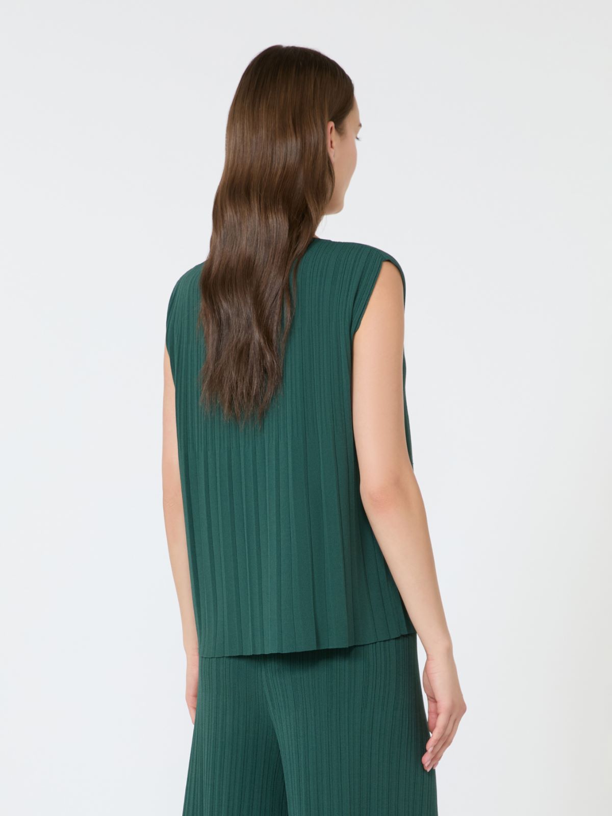 Plissé-pleated viscose yarn sweater - GREEN - Weekend Max Mara - 3