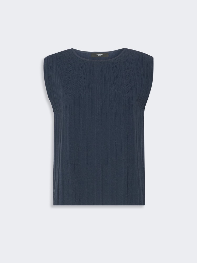 Plissé-pleated viscose yarn sweater - NAVY - Weekend Max Mara - 6