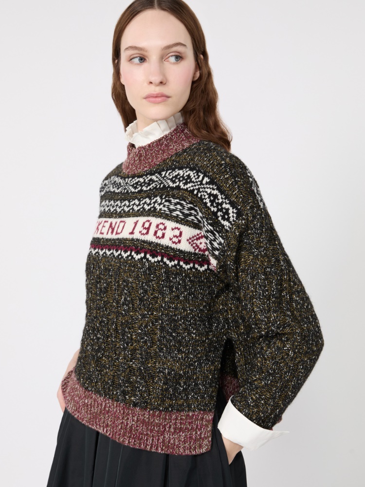 Jacquard Wool-Cotton Crewneck Sweater - Weekend Max Mara