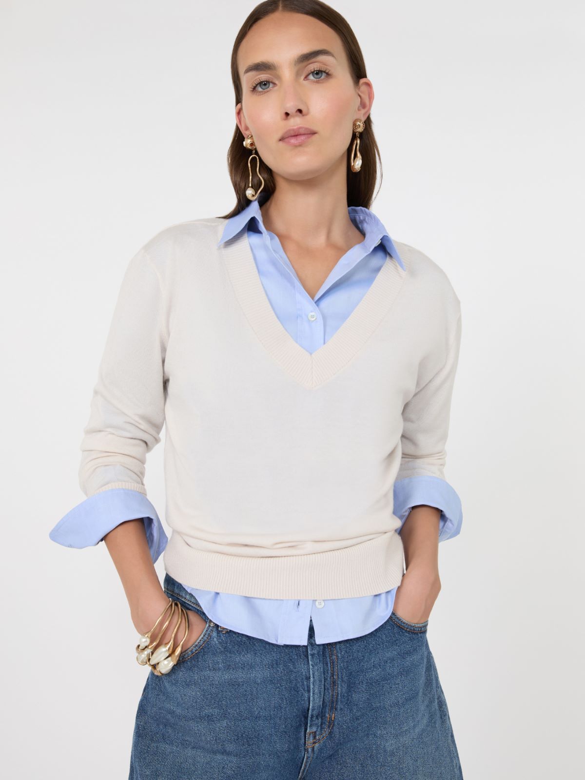 Maglia a V in lana, seta e cachemire - Weekend Max Mara - 4