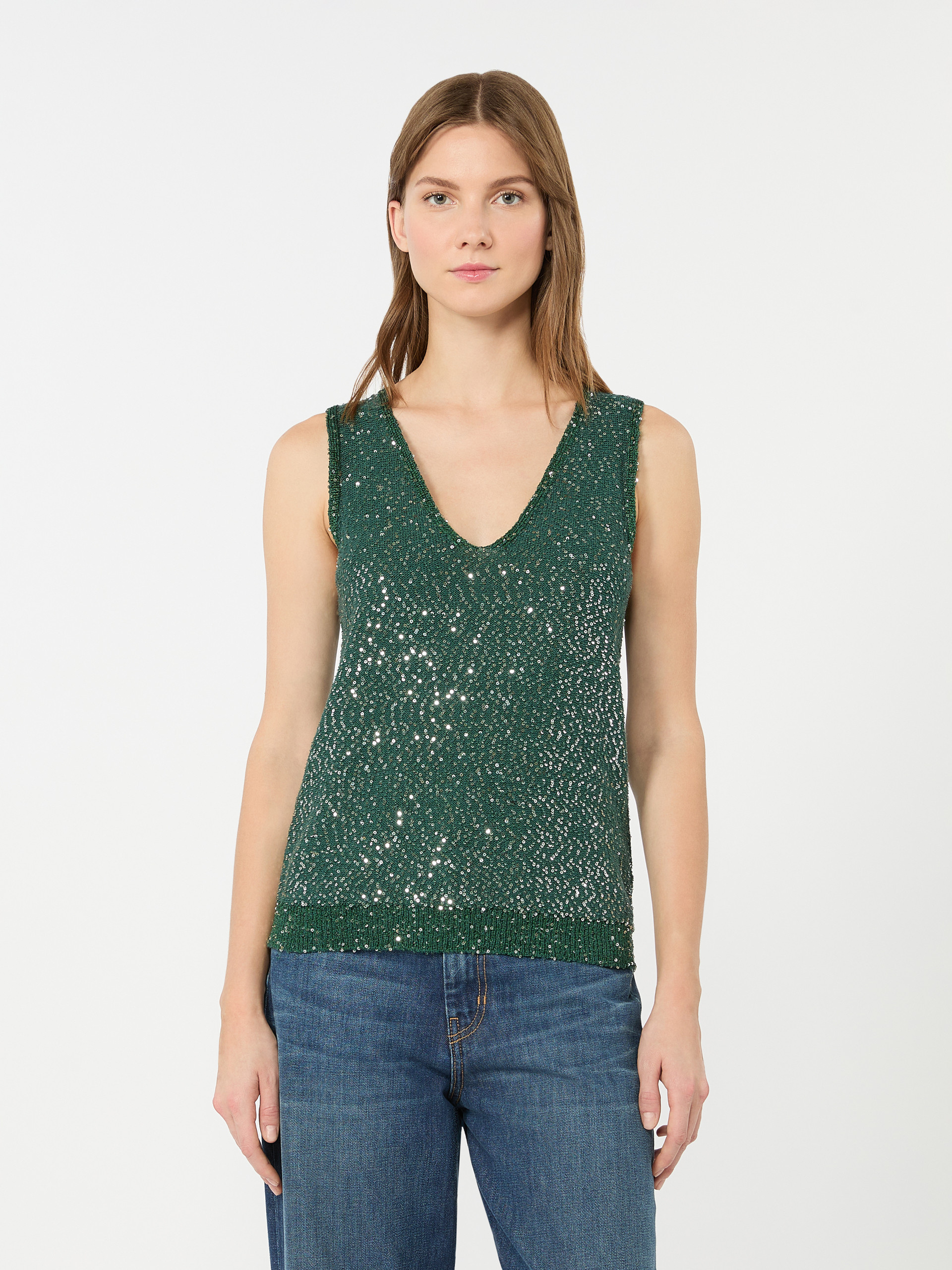 Sleeveless sweater with sequin detail - GREEN - Weekend Max Mara - 2