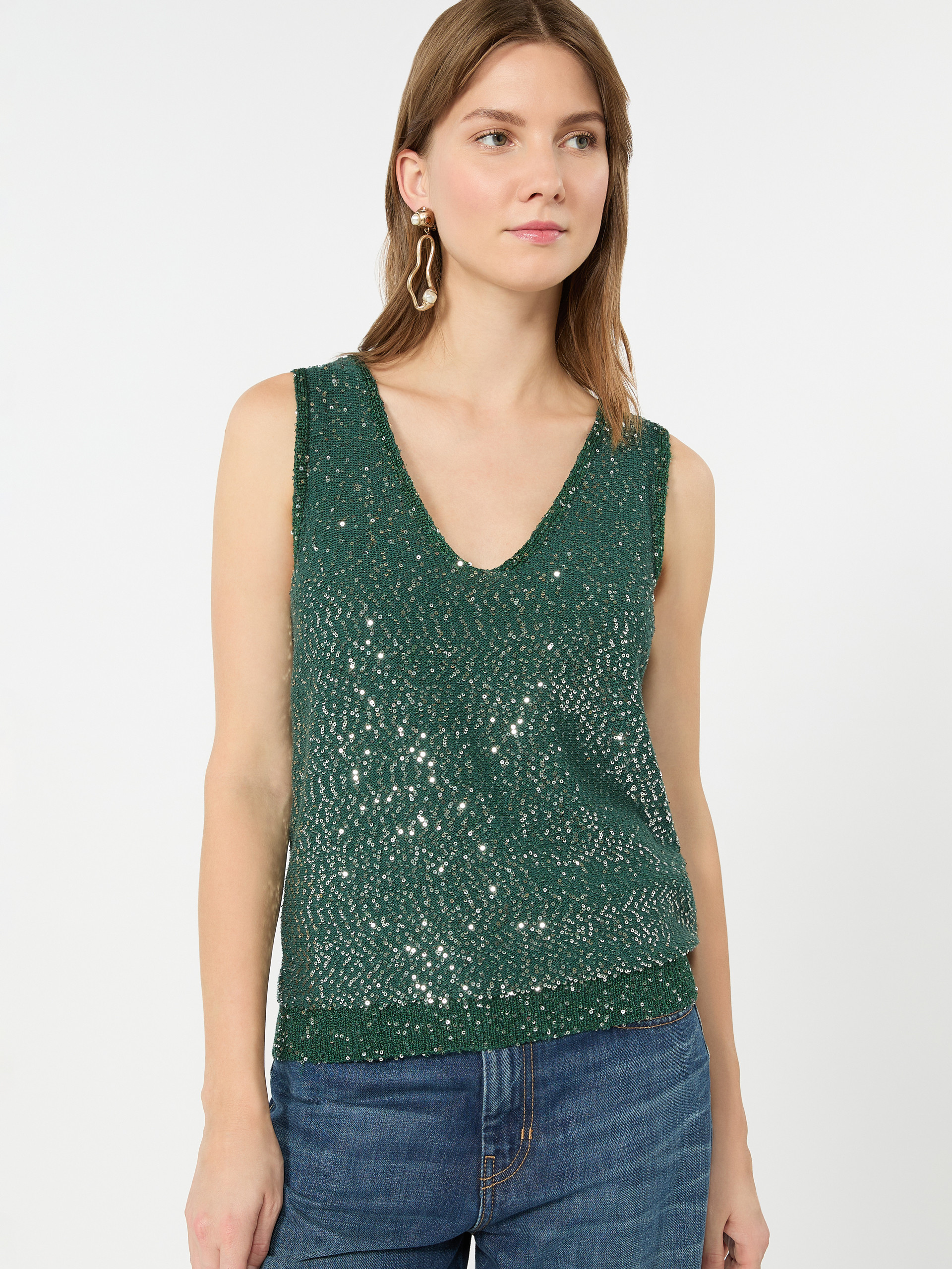 Sleeveless sweater with sequin detail - GREEN - Weekend Max Mara - 4