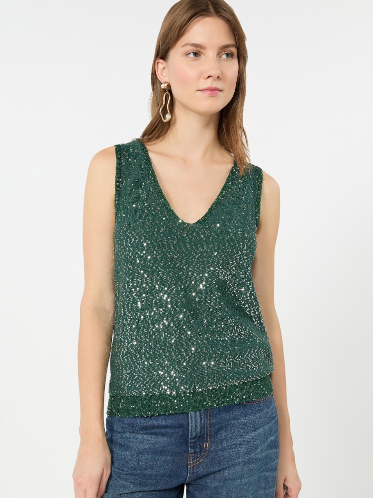 Sleeveless sweater with sequin detail - GREEN - Weekend Max Mara