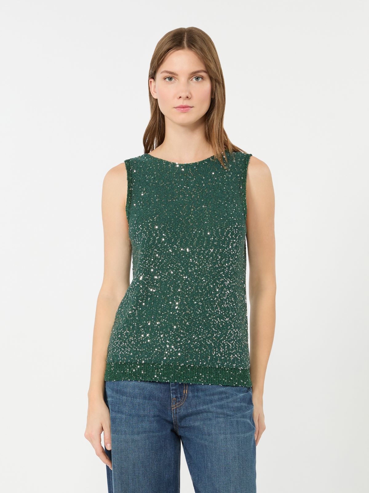 Sleeveless sweater with sequin detail - GREEN - Weekend Max Mara - 5