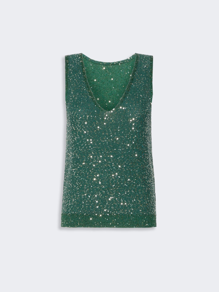 Sleeveless sweater with sequin detail - GREEN - Weekend Max Mara
