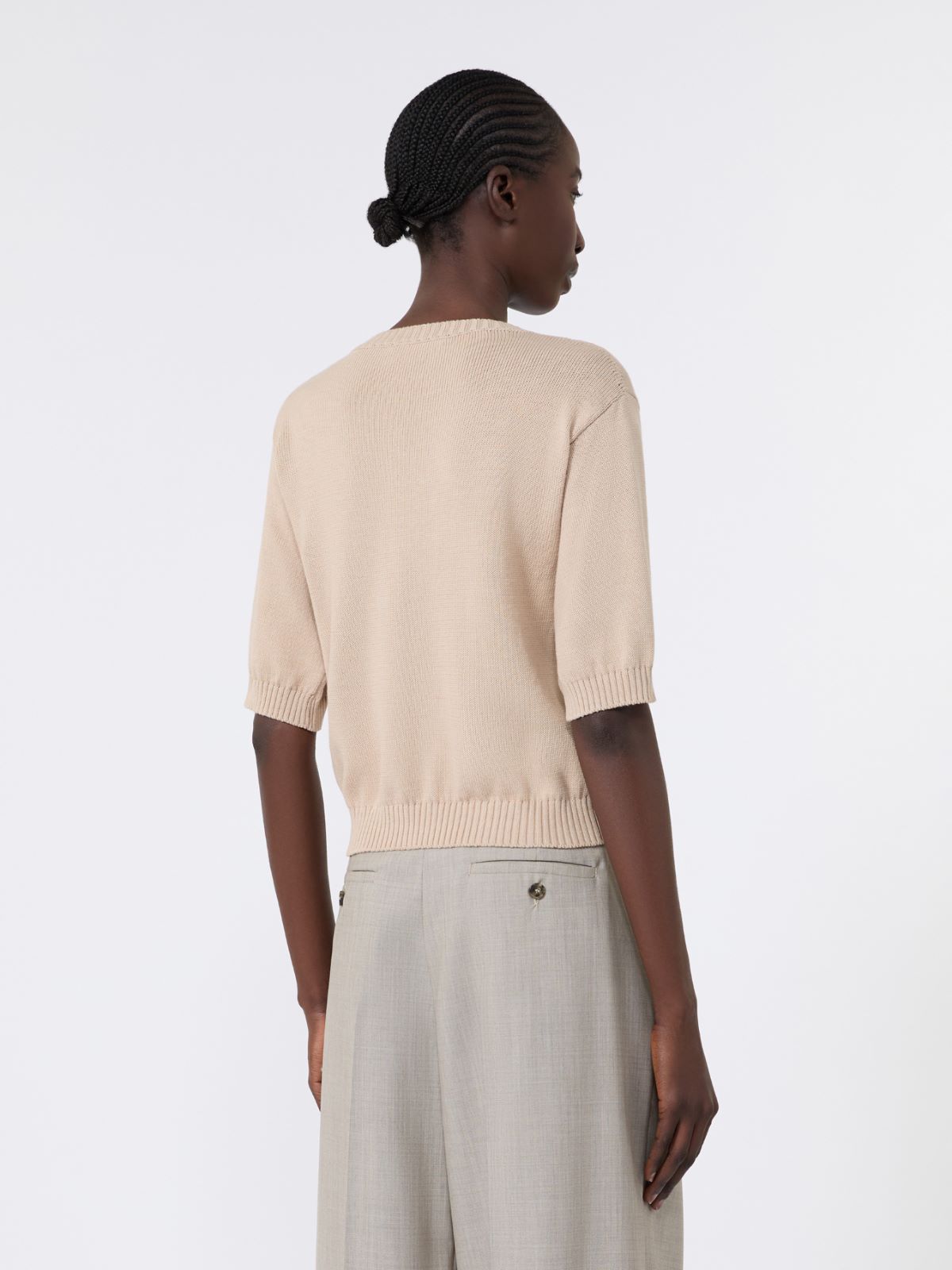 Embroidered cotton yarn sweater - SAND - Weekend Max Mara - 3