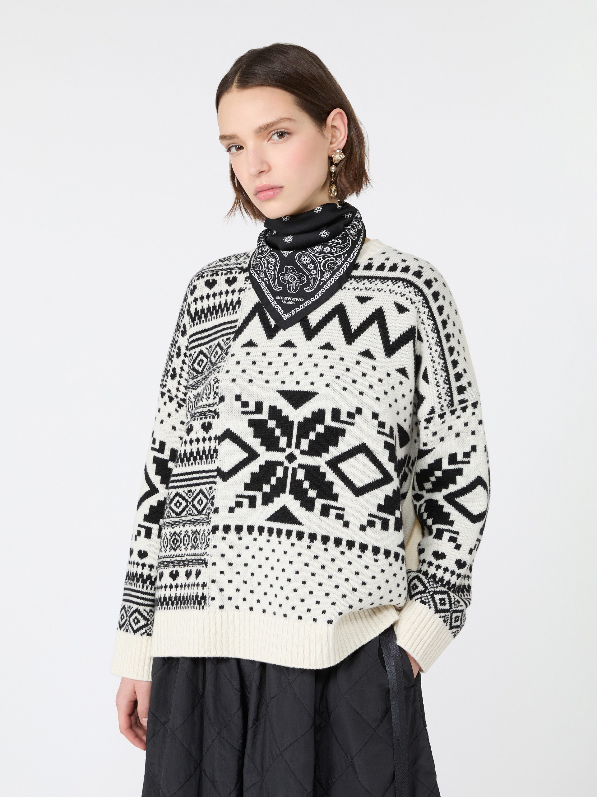 Loose jumper in wool jacquard - Weekend Max Mara - 4
