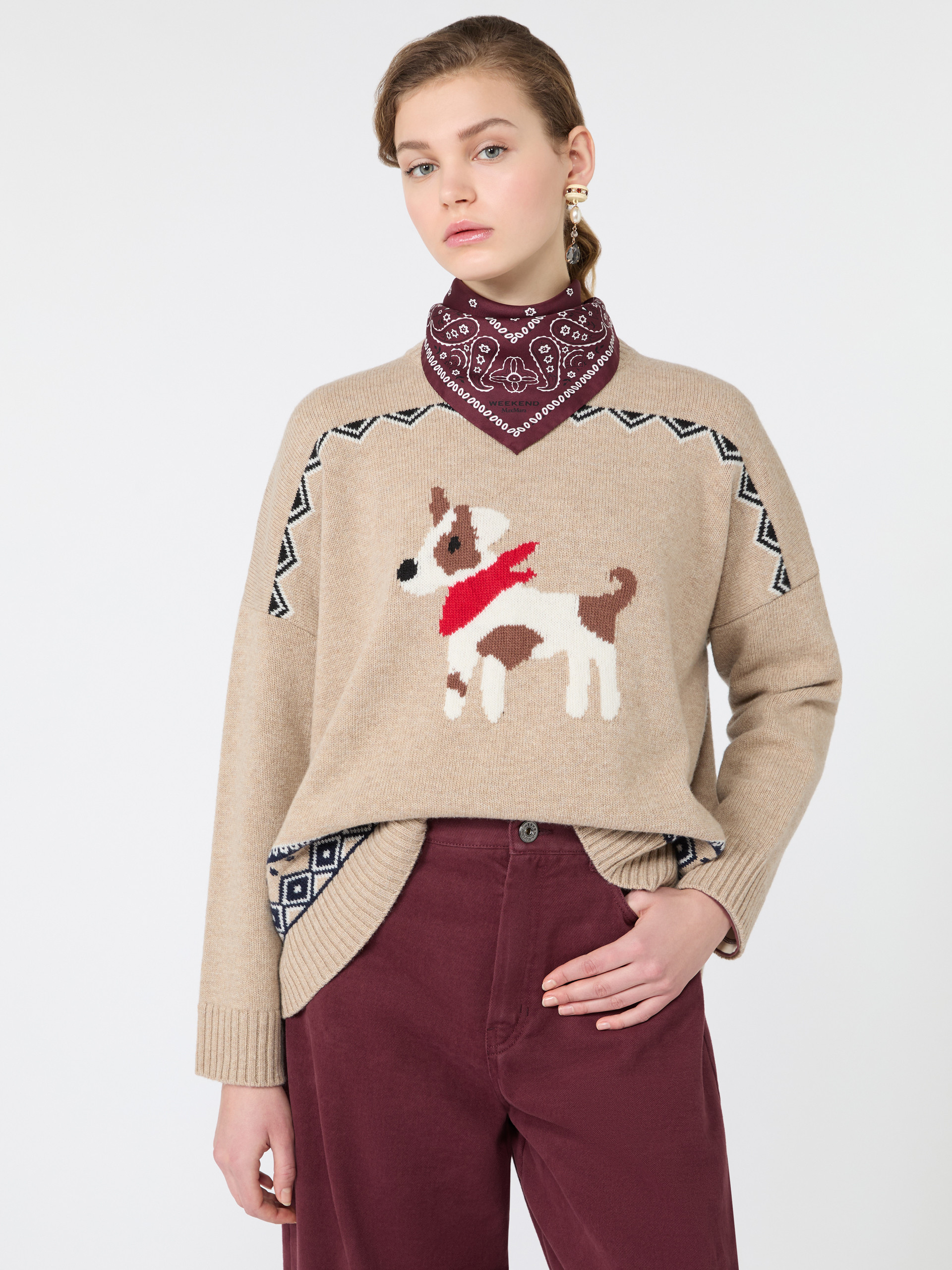 Loose jumper in wool jacquard - Weekend Max Mara - 4