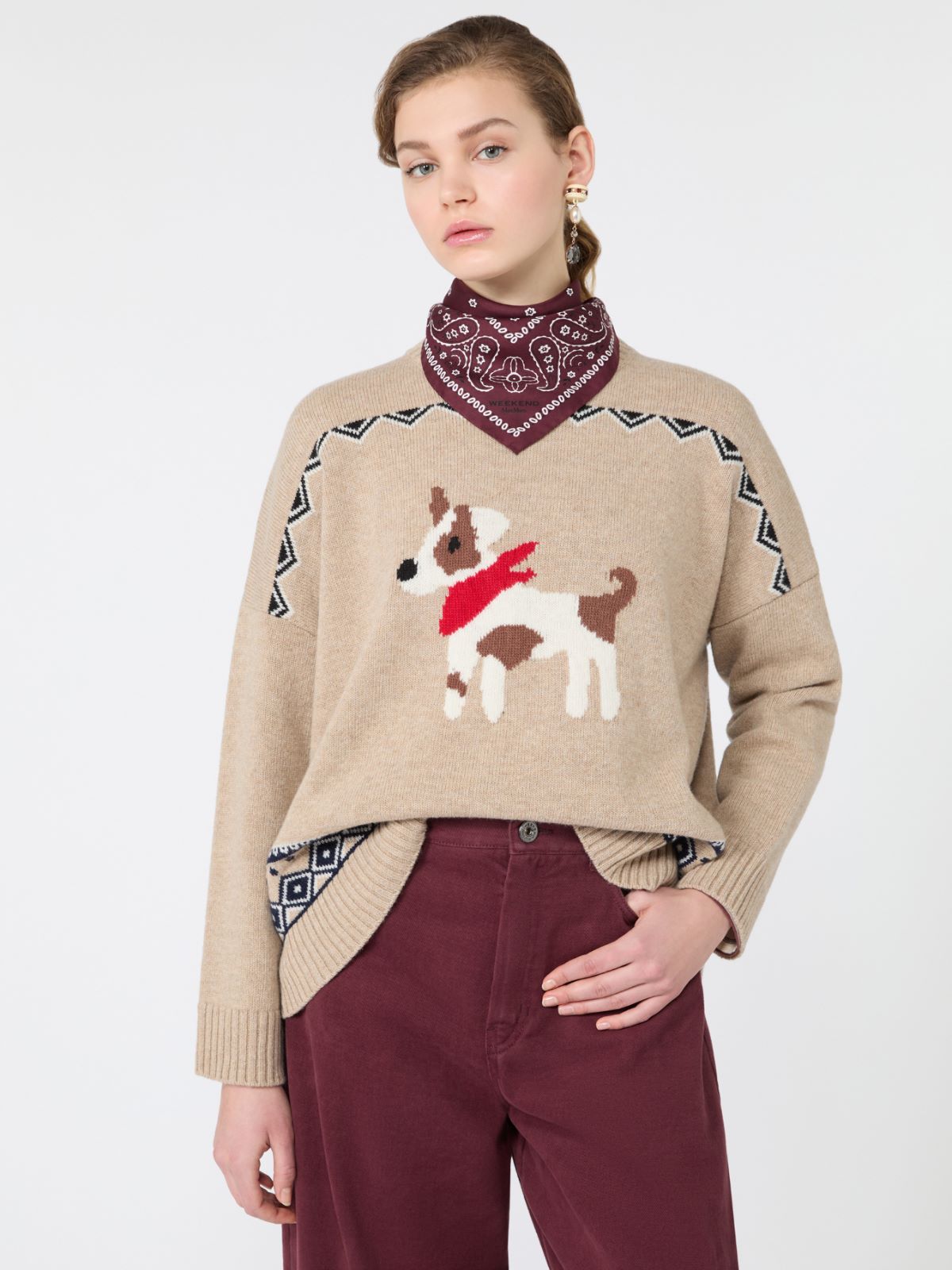 Loose jumper in wool jacquard - Weekend Max Mara - 4