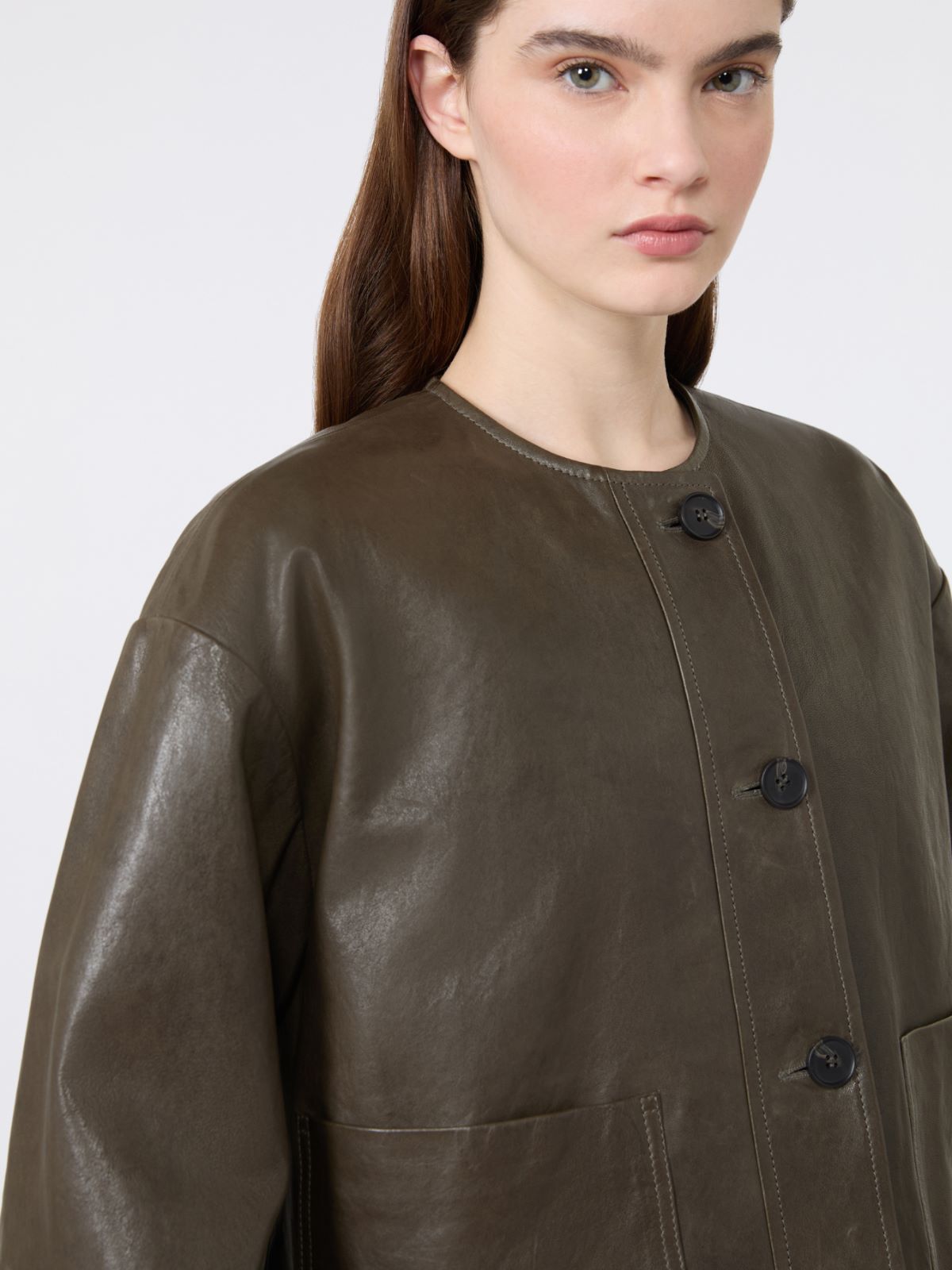 Boxy-fit Nappa leather jacket - Weekend Max Mara - 5