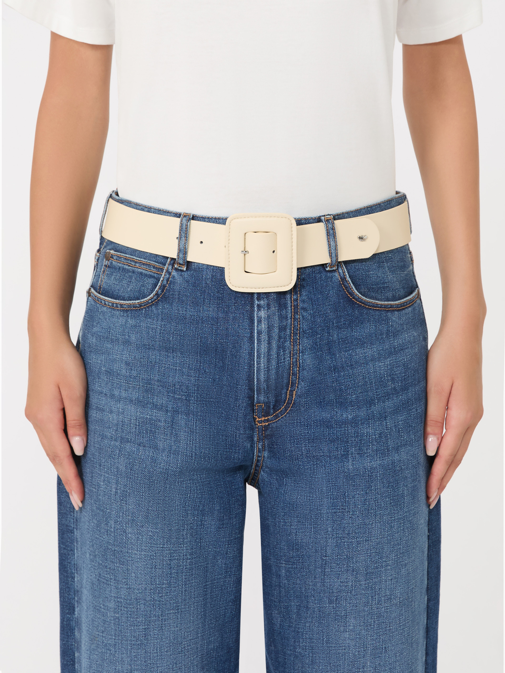 Shiny Nappa leather belt - IVORY - Weekend Max Mara - 3