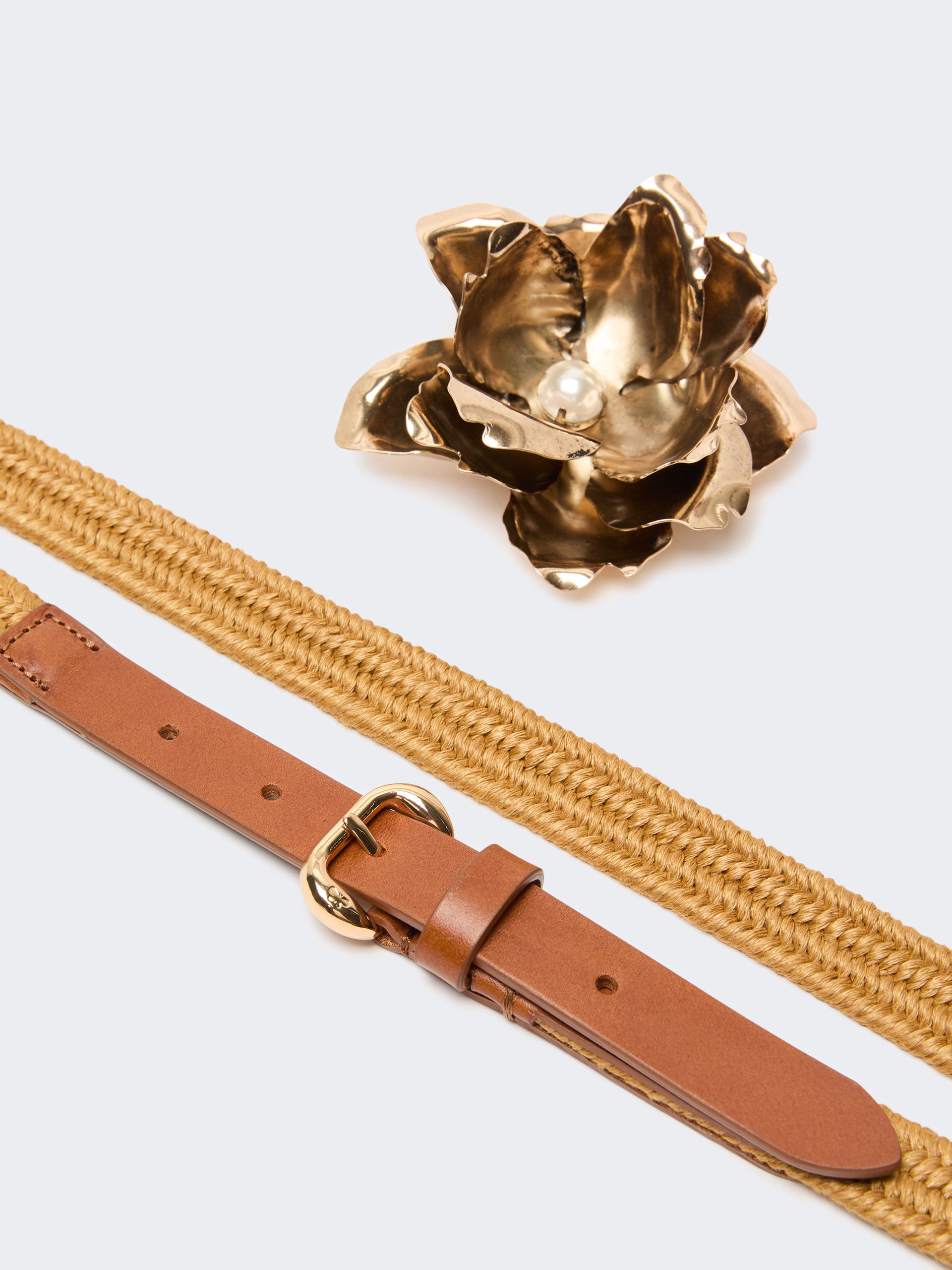Cintura in lino e cotone con spilla gioiello - SENAPE - Weekend Max Mara - 3