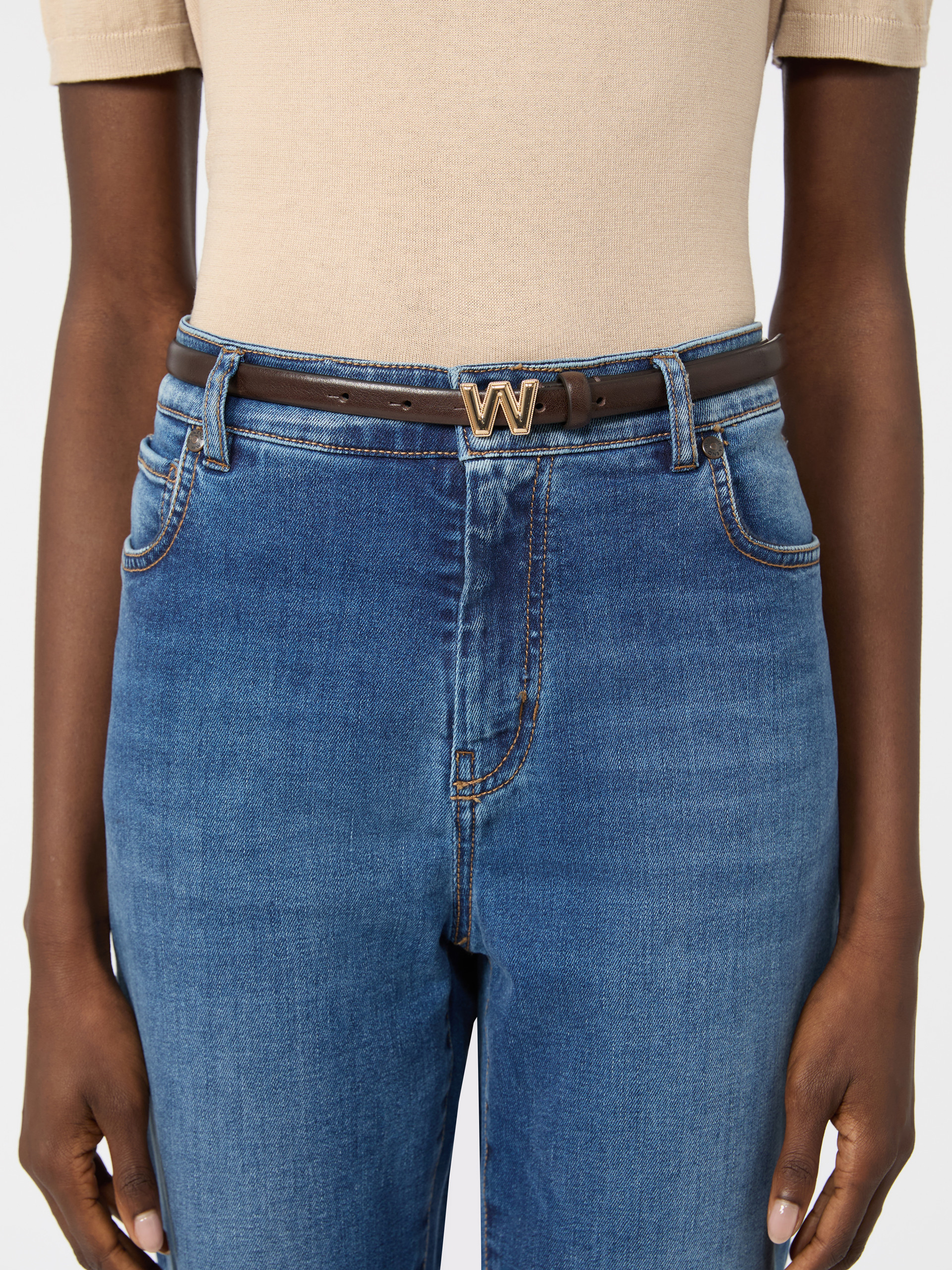 Thin leather belt - CHOCOLATE - Weekend Max Mara - 3