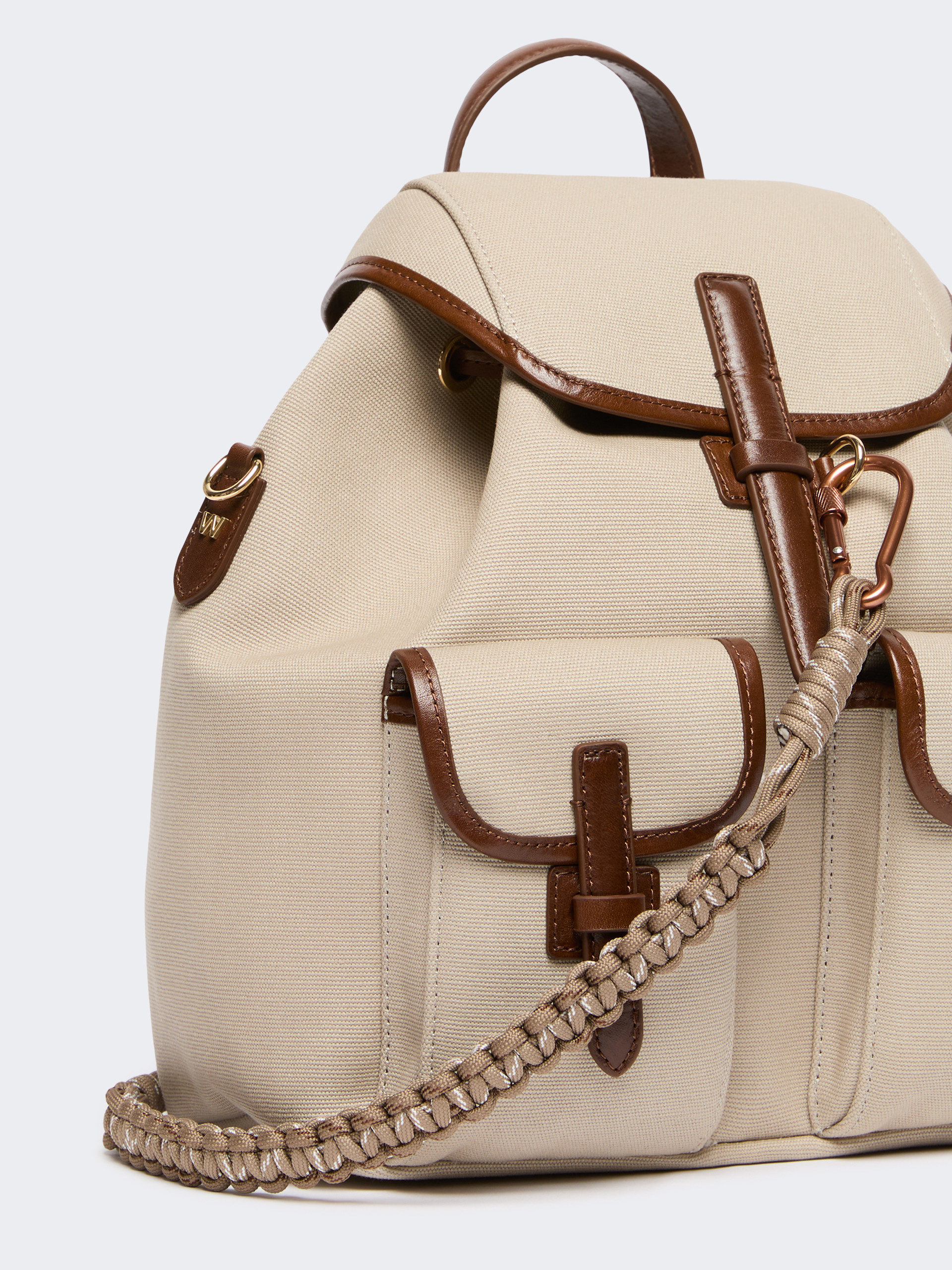 Plain-weave and leather backpack - Weekend Max Mara - 4