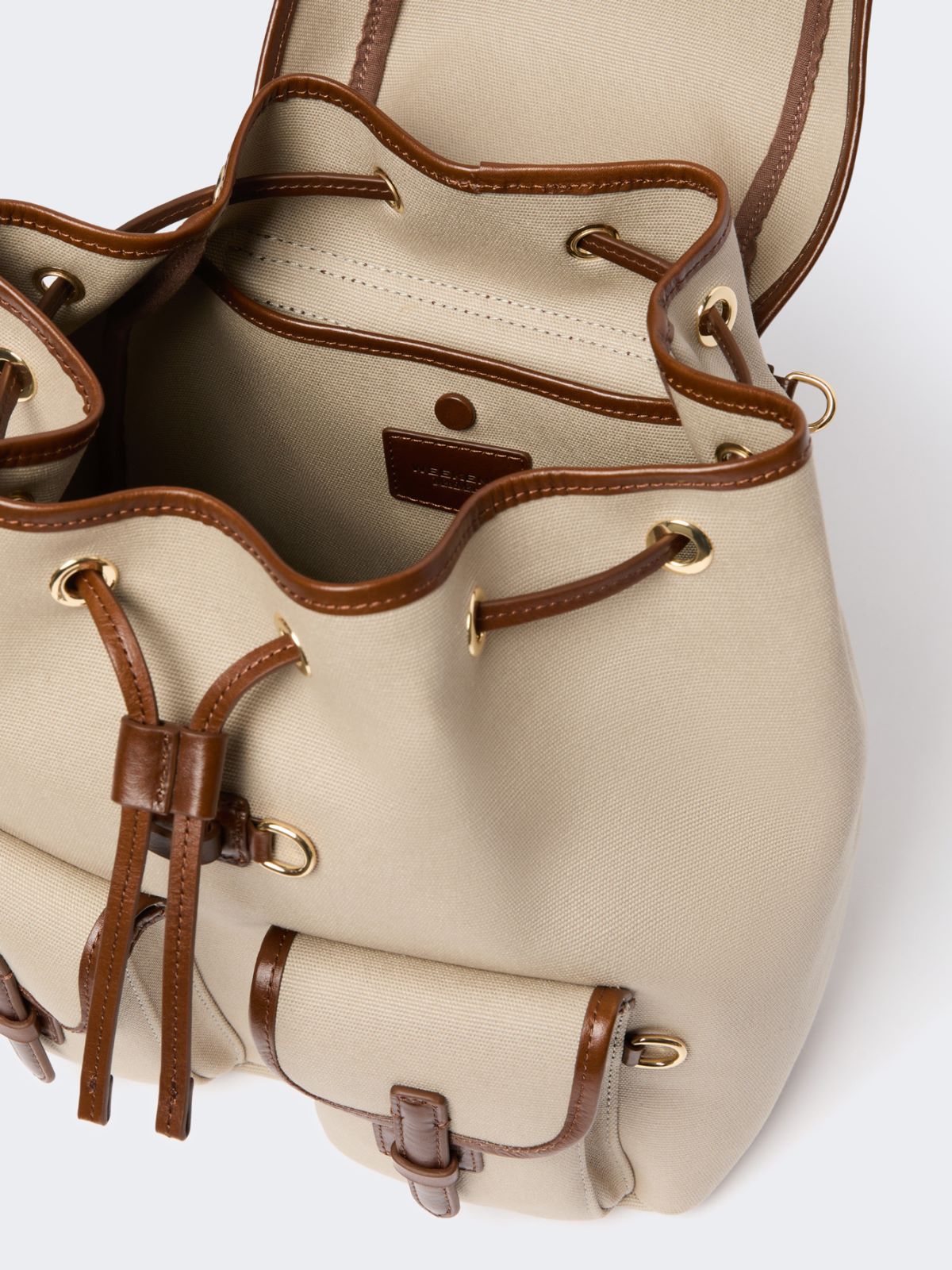 Plain-weave and leather backpack - Weekend Max Mara - 5