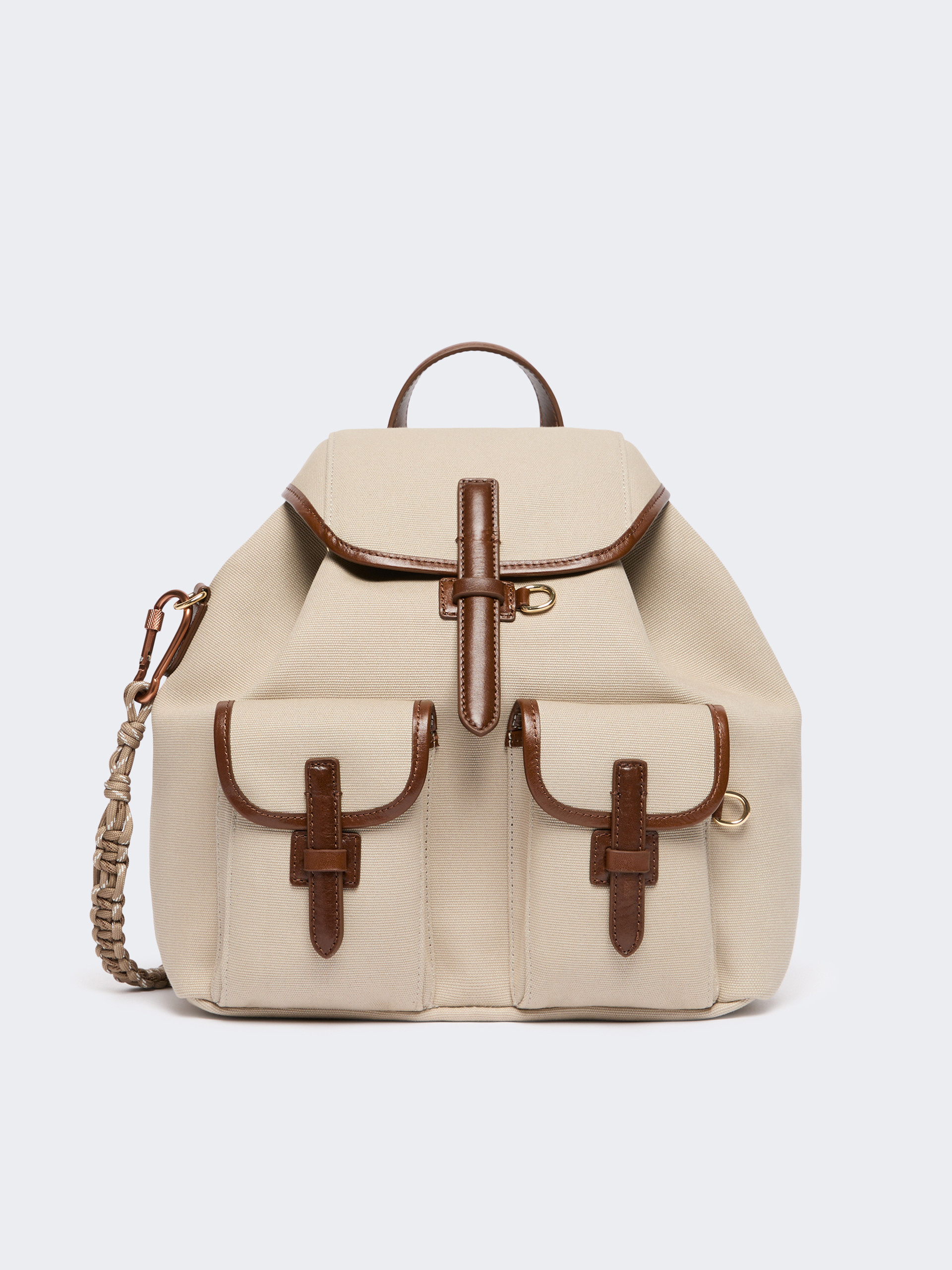 Plain-weave and leather backpack - Weekend Max Mara