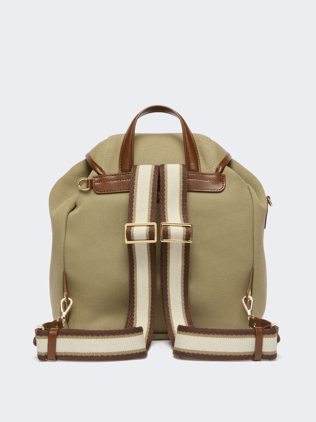 Plain-weave and leather backpack - Weekend Max Mara - 3
