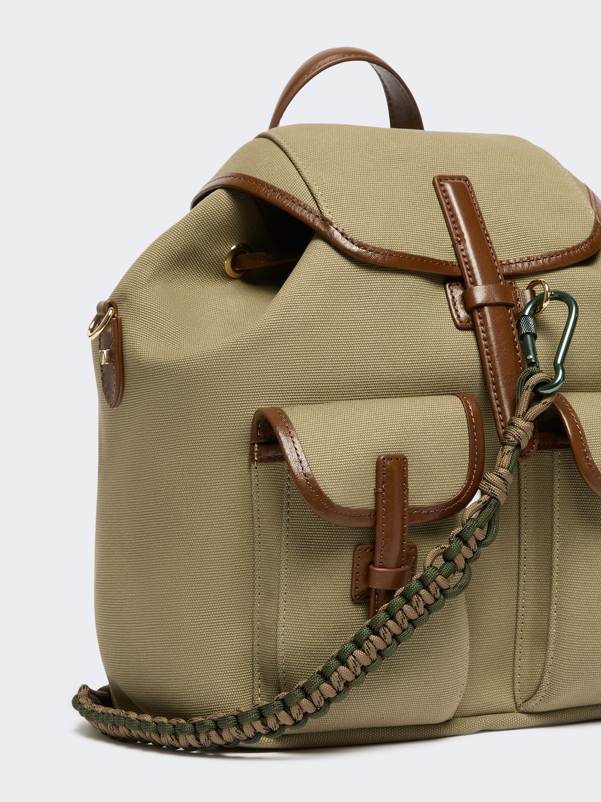 Plain-weave and leather backpack - Weekend Max Mara - 4