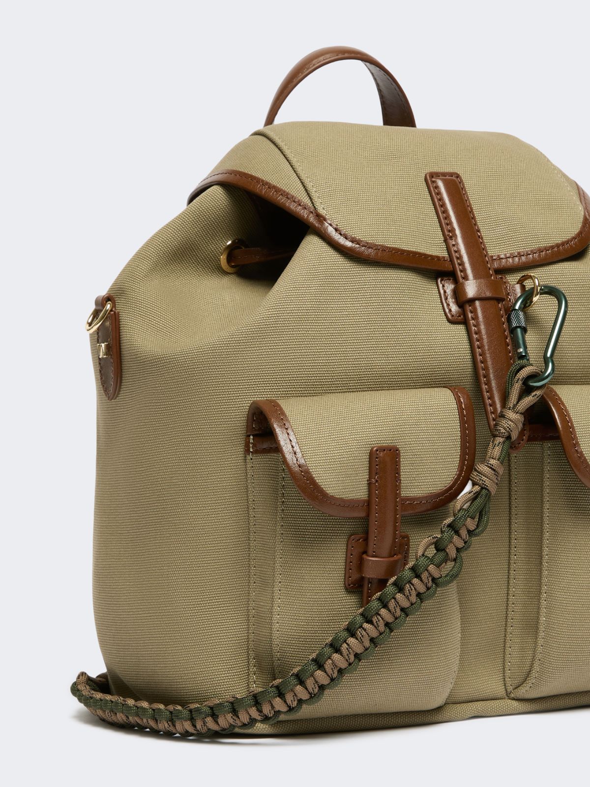 Plain-weave and leather backpack - Weekend Max Mara - 4