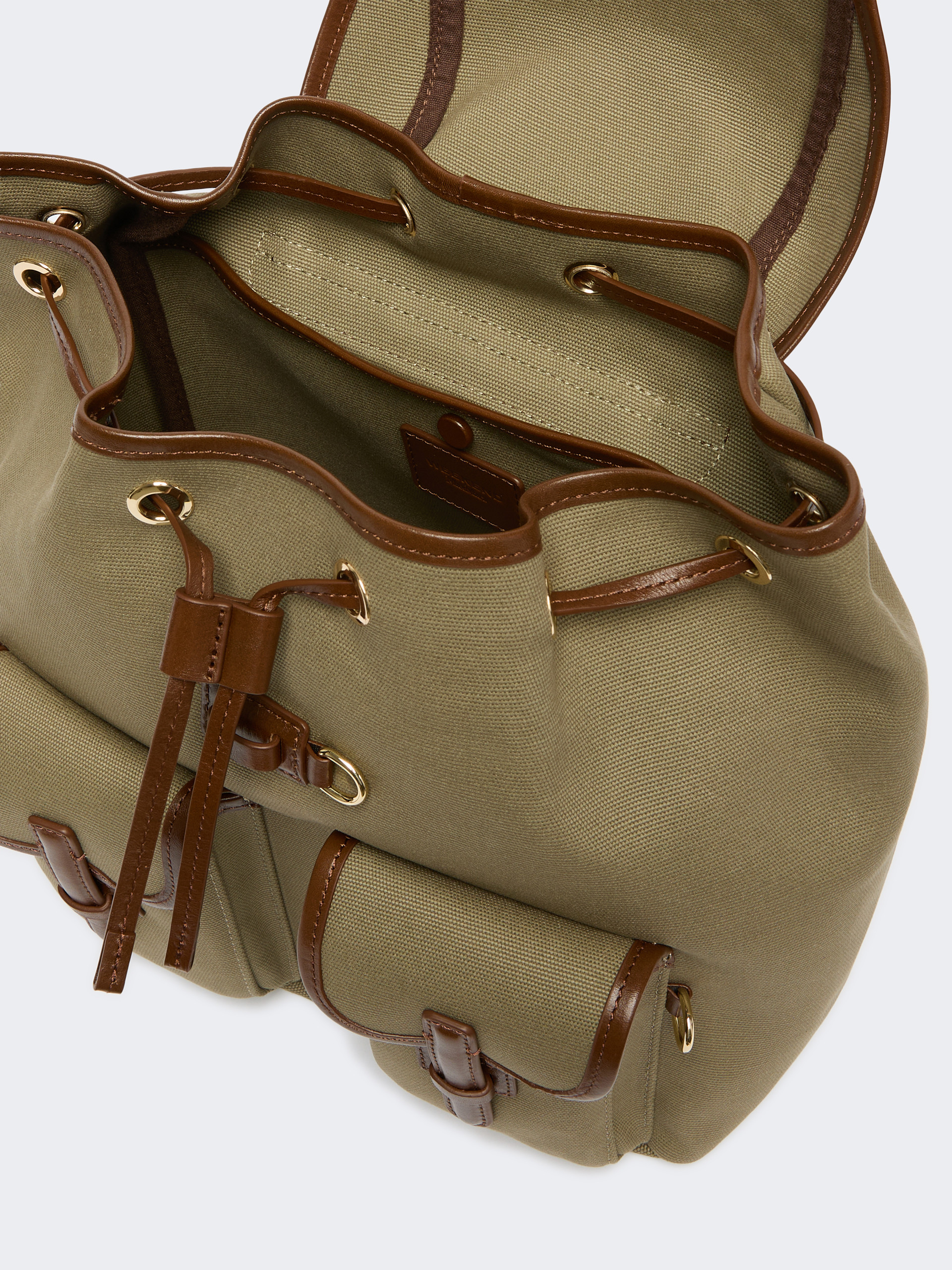 Plain-weave and leather backpack - Weekend Max Mara - 5