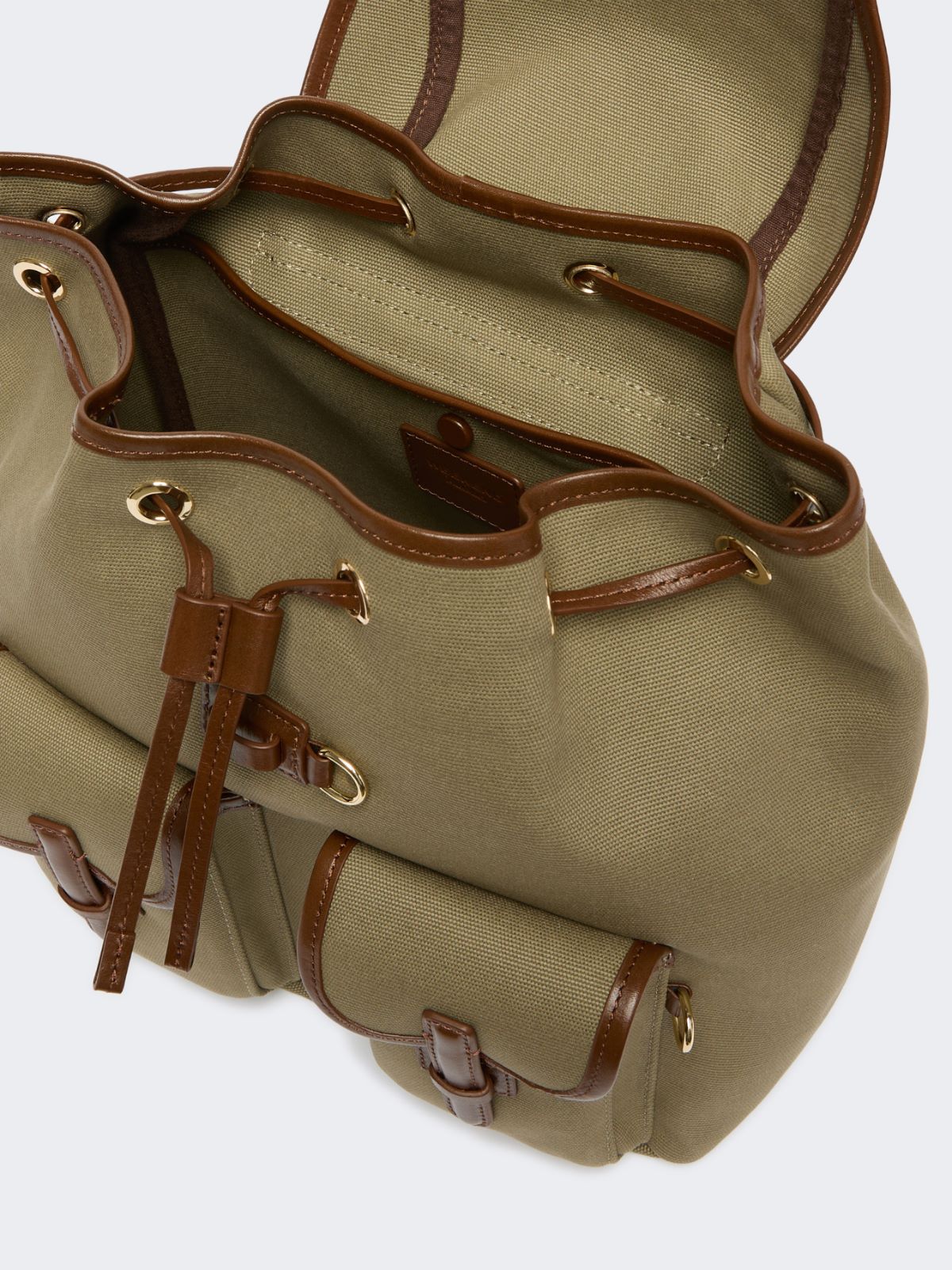 Plain-weave and leather backpack - Weekend Max Mara - 5