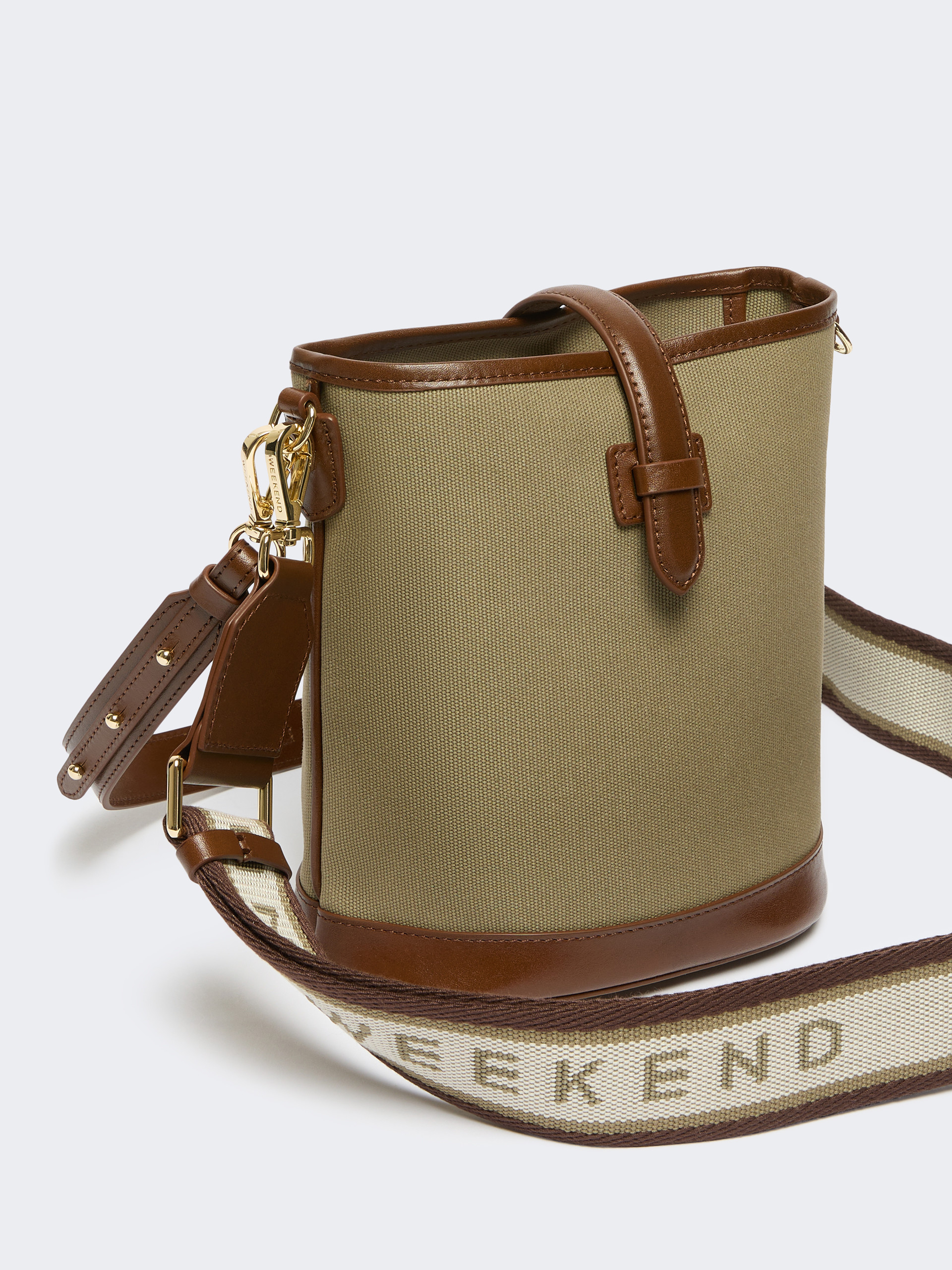 Small plain-weave and leather bucket bag - Weekend Max Mara - 4