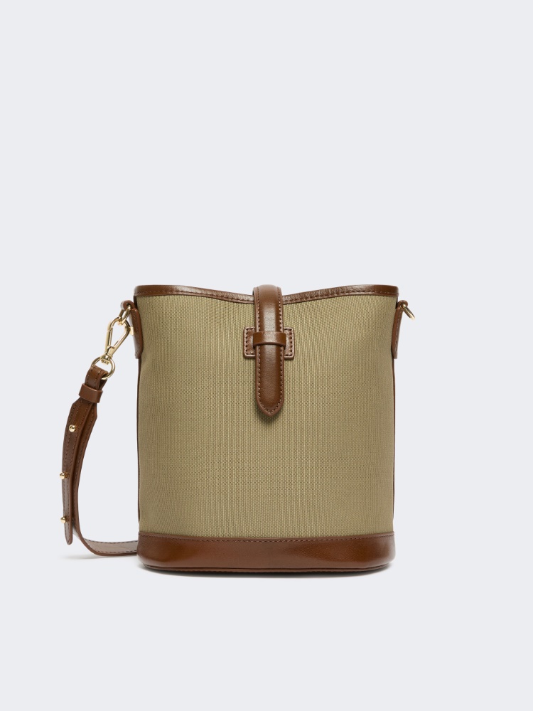 Small plain-weave and leather bucket bag - Weekend Max Mara
