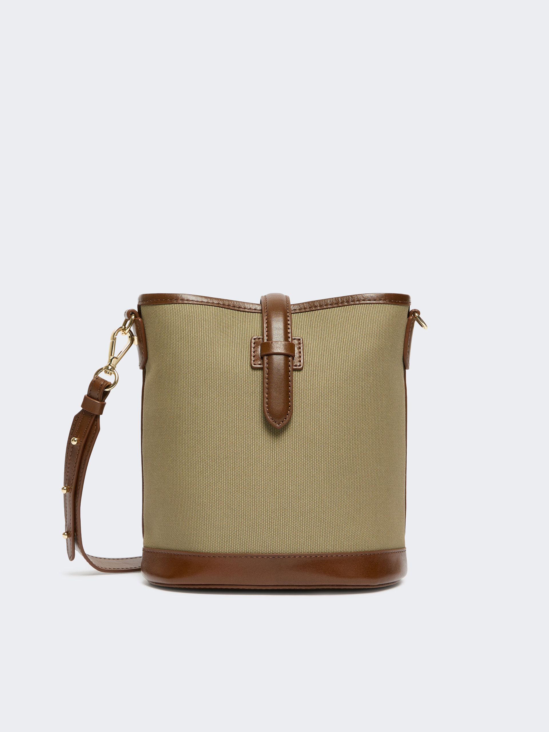 Small plain-weave and leather bucket bag - Weekend Max Mara