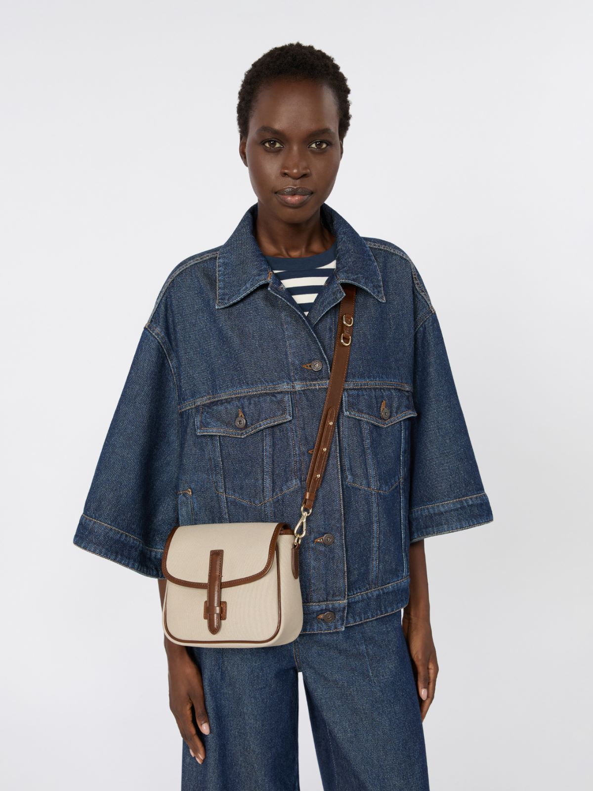 Borsa a tracolla piccola in canvas e pelle - Weekend Max Mara - 7