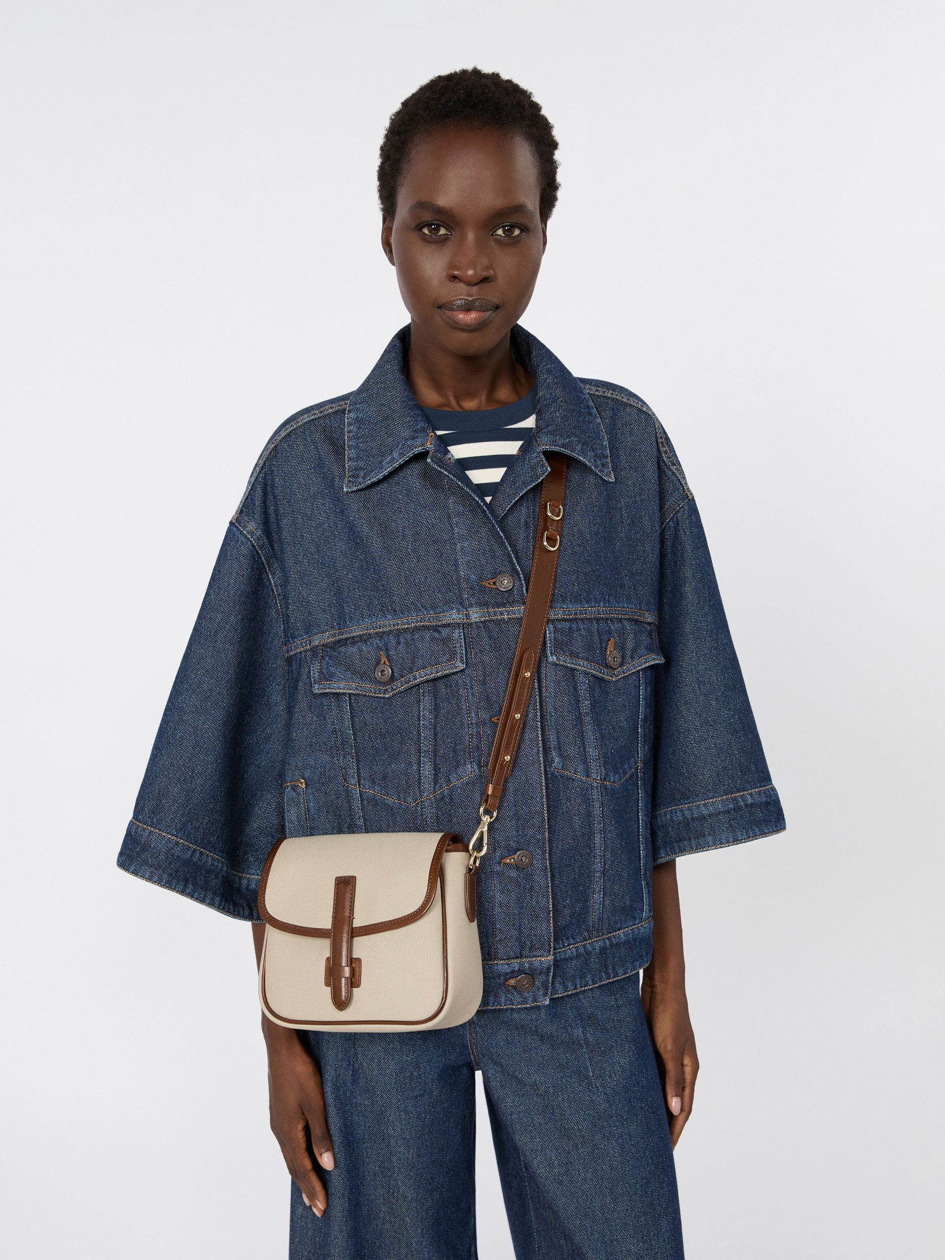 Borsa a tracolla piccola in canvas e pelle - Weekend Max Mara - 8