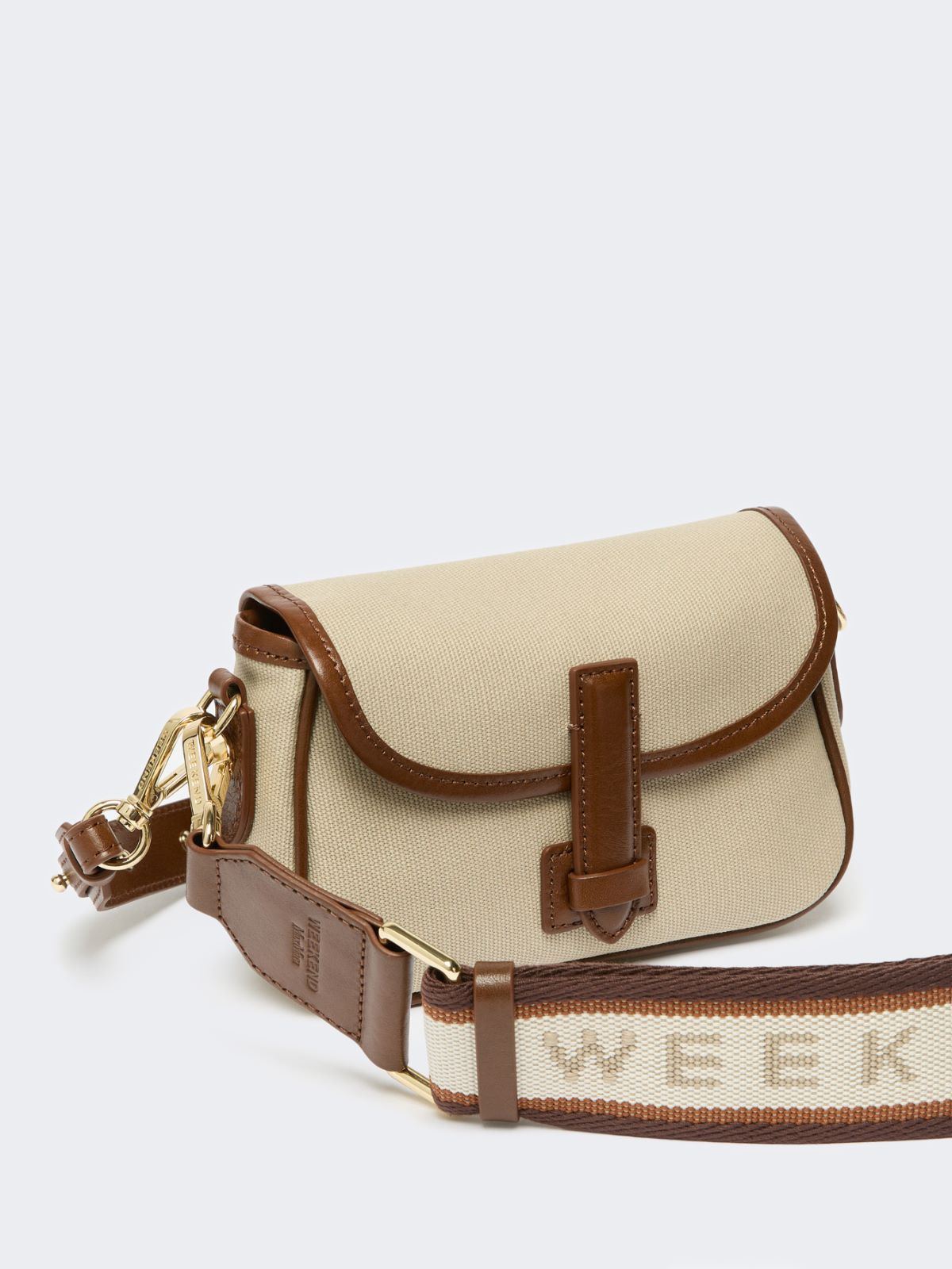 Micro plain-weave and leather shoulder bag - Weekend Max Mara - 4