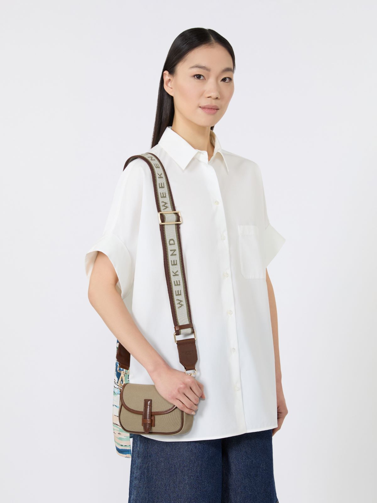 Borsa a tracolla micro in canvas e pelle - Weekend Max Mara - 7