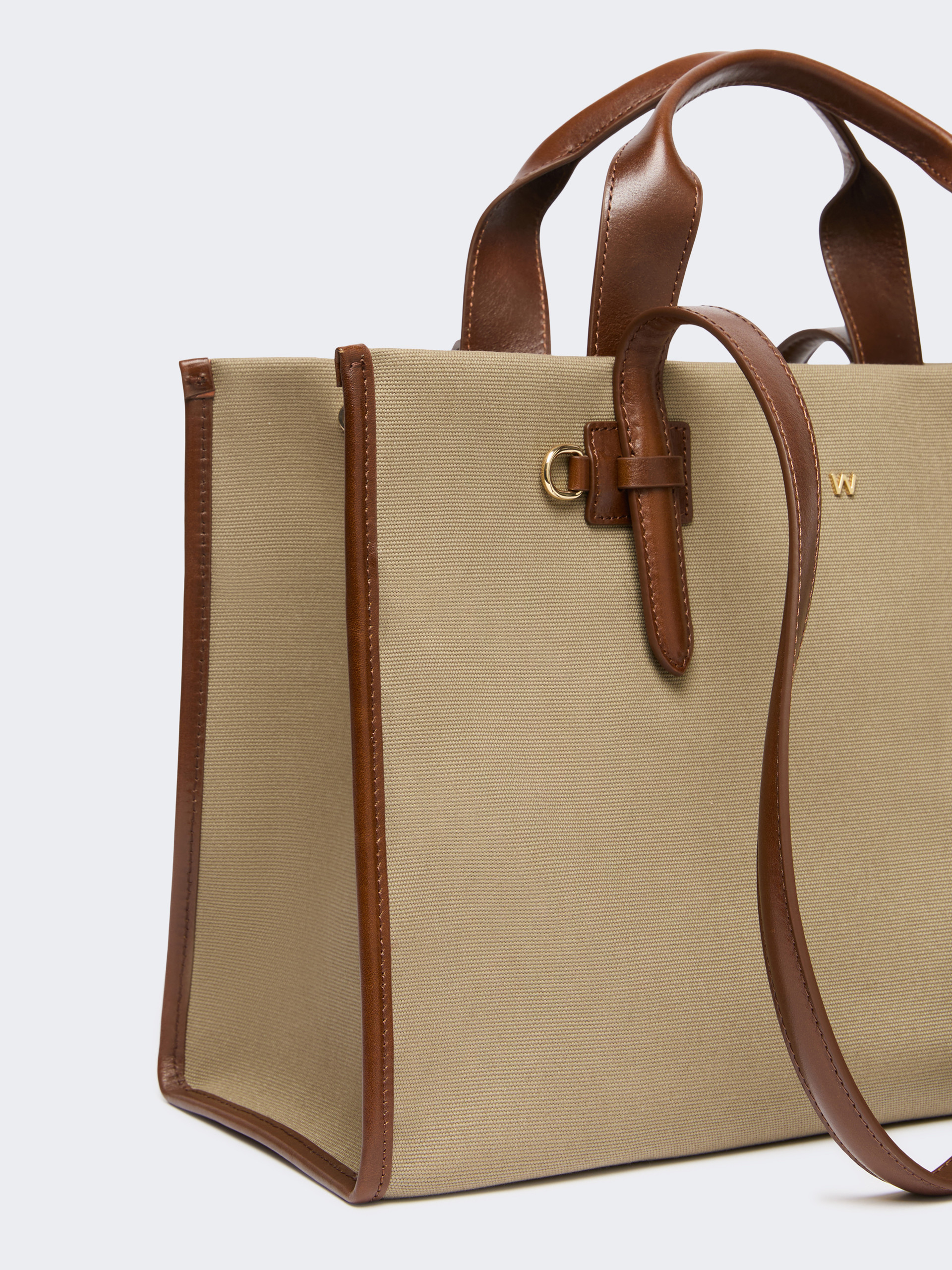 Plain-weave and leather shopping bag - Weekend Max Mara - 4