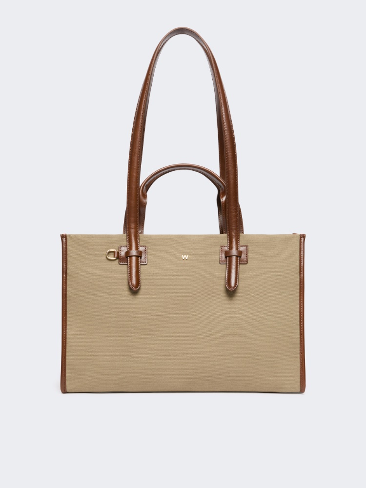 Plain-weave and leather shopping bag - Weekend Max Mara