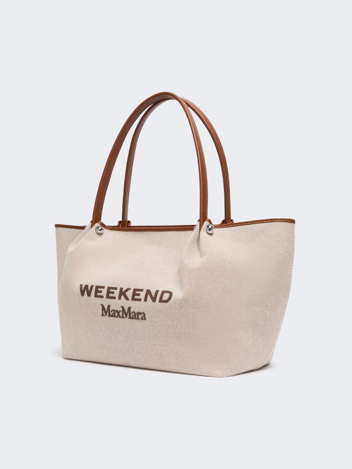 Plain-weave fabric and leather shopping bag - Weekend Max Mara - 2