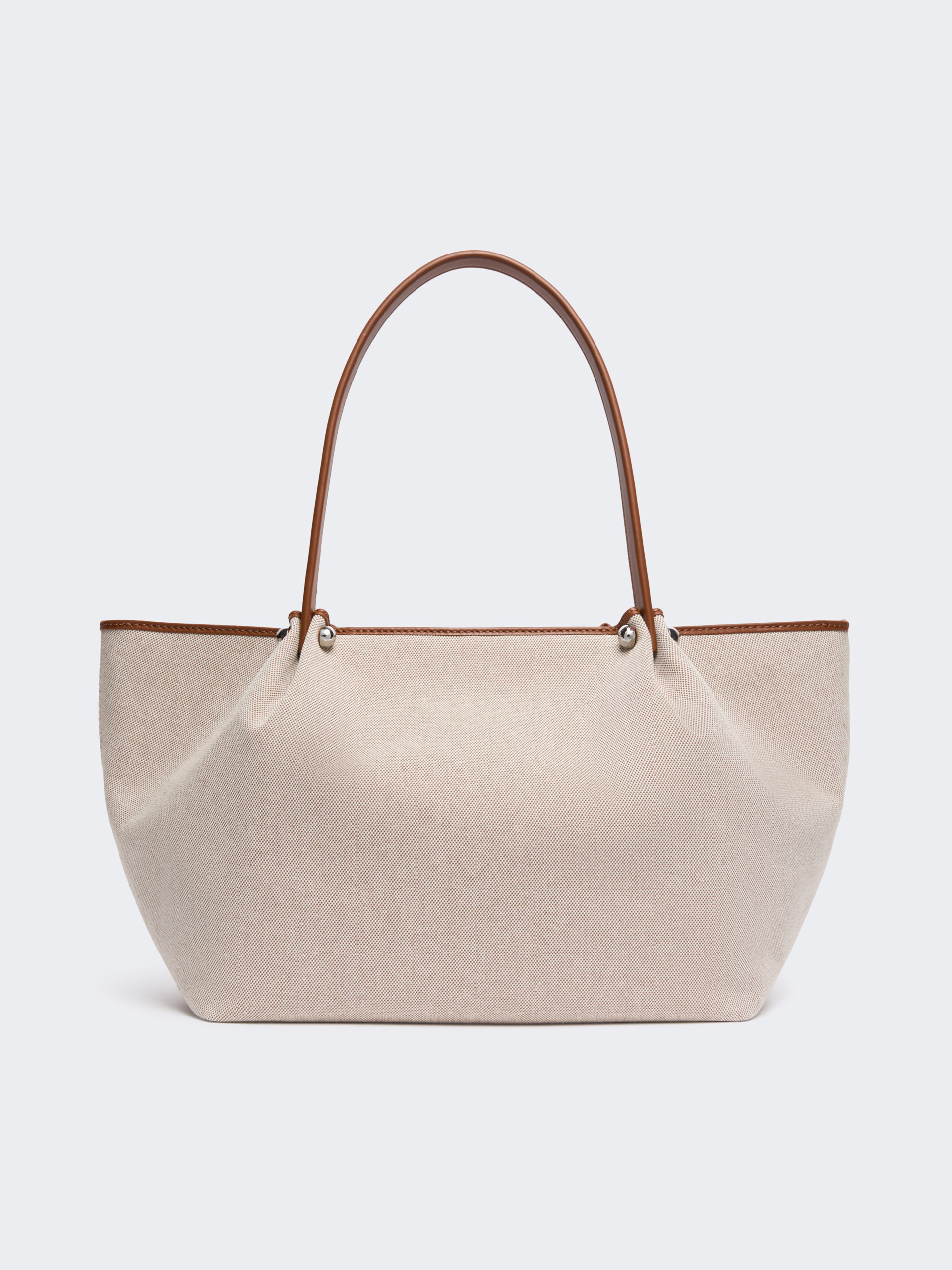 Plain-weave fabric and leather shopping bag - Weekend Max Mara - 3