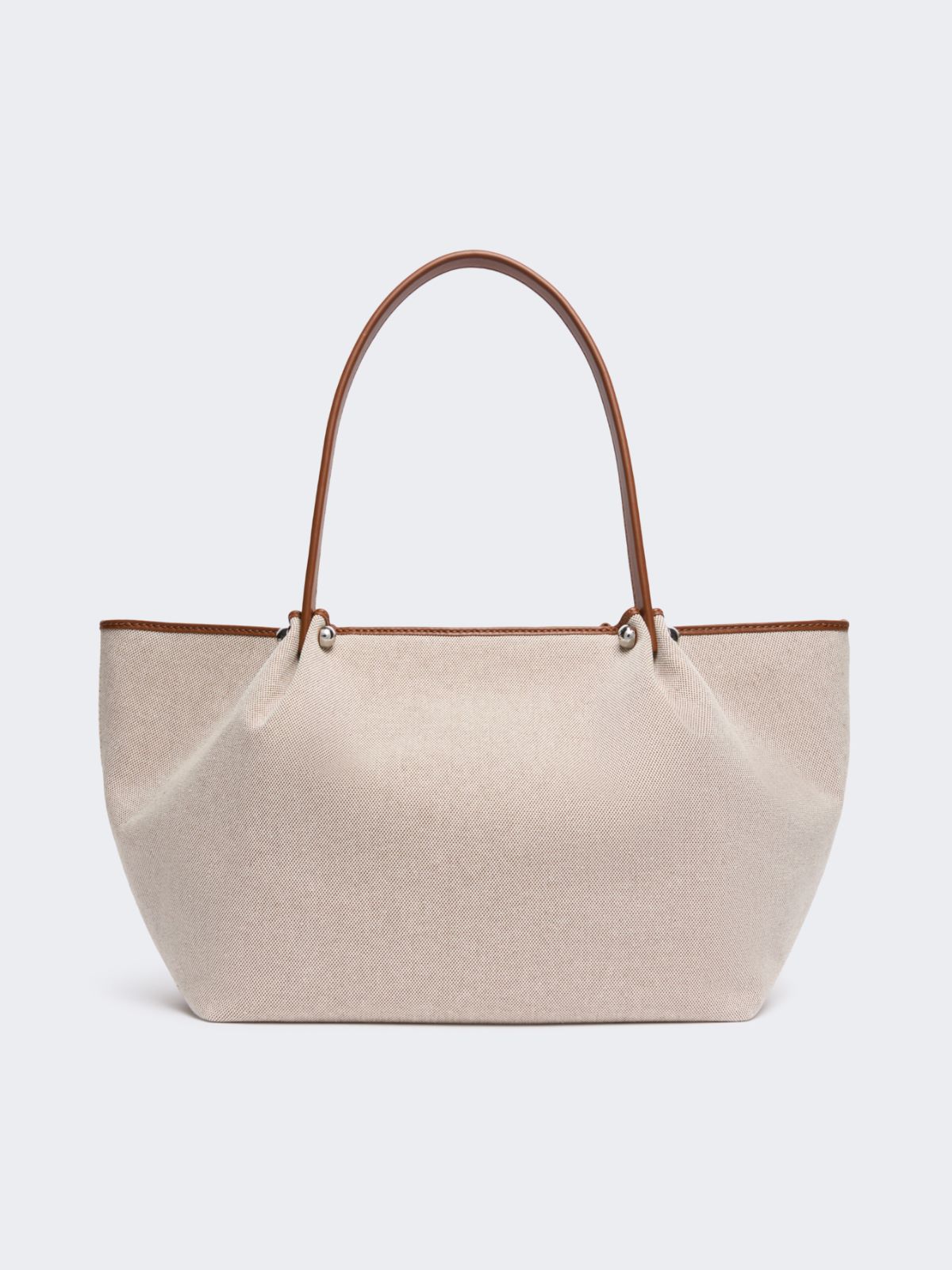 Plain-weave fabric and leather shopping bag - Weekend Max Mara - 3