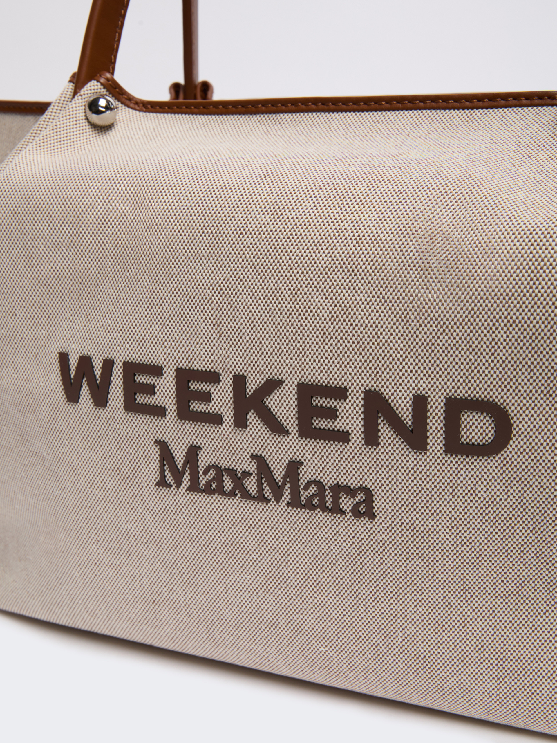 Plain-weave fabric and leather shopping bag - Weekend Max Mara - 4