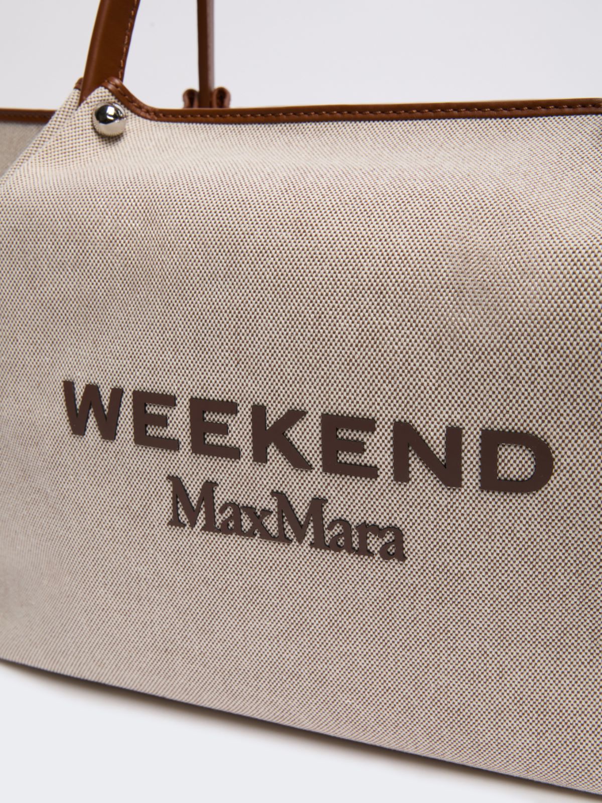 Plain-weave fabric and leather shopping bag - Weekend Max Mara - 4
