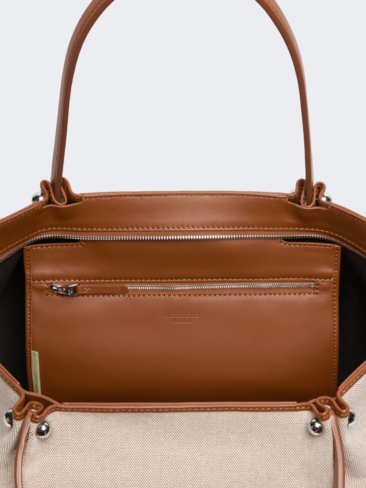 Plain-weave fabric and leather shopping bag - Weekend Max Mara - 5