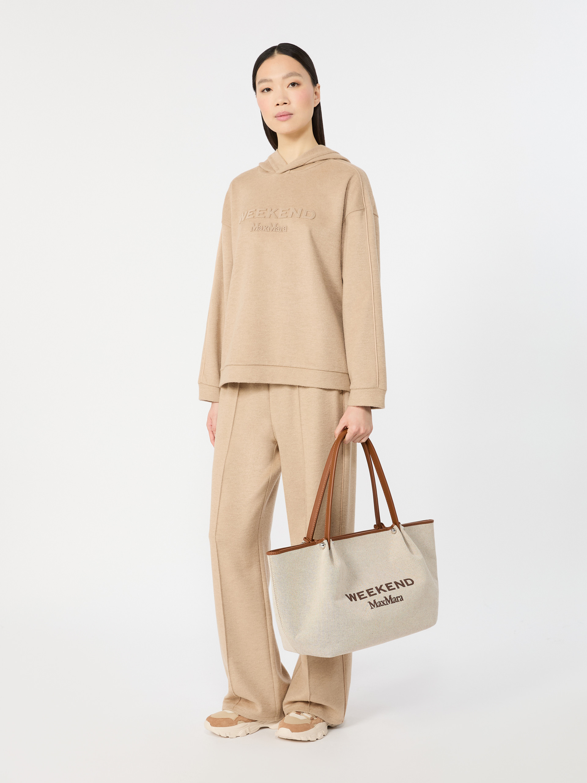 Plain-weave fabric and leather shopping bag - Weekend Max Mara - 8