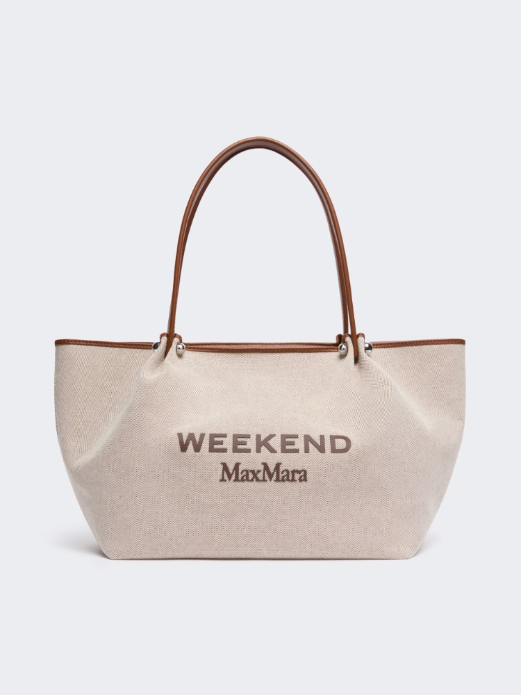Plain-weave fabric and leather shopping bag - Weekend Max Mara
