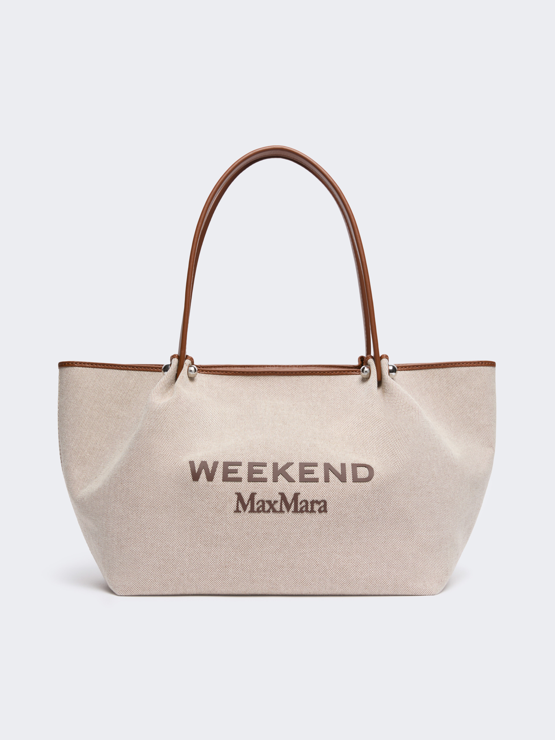 Plain-weave fabric and leather shopping bag - Weekend Max Mara