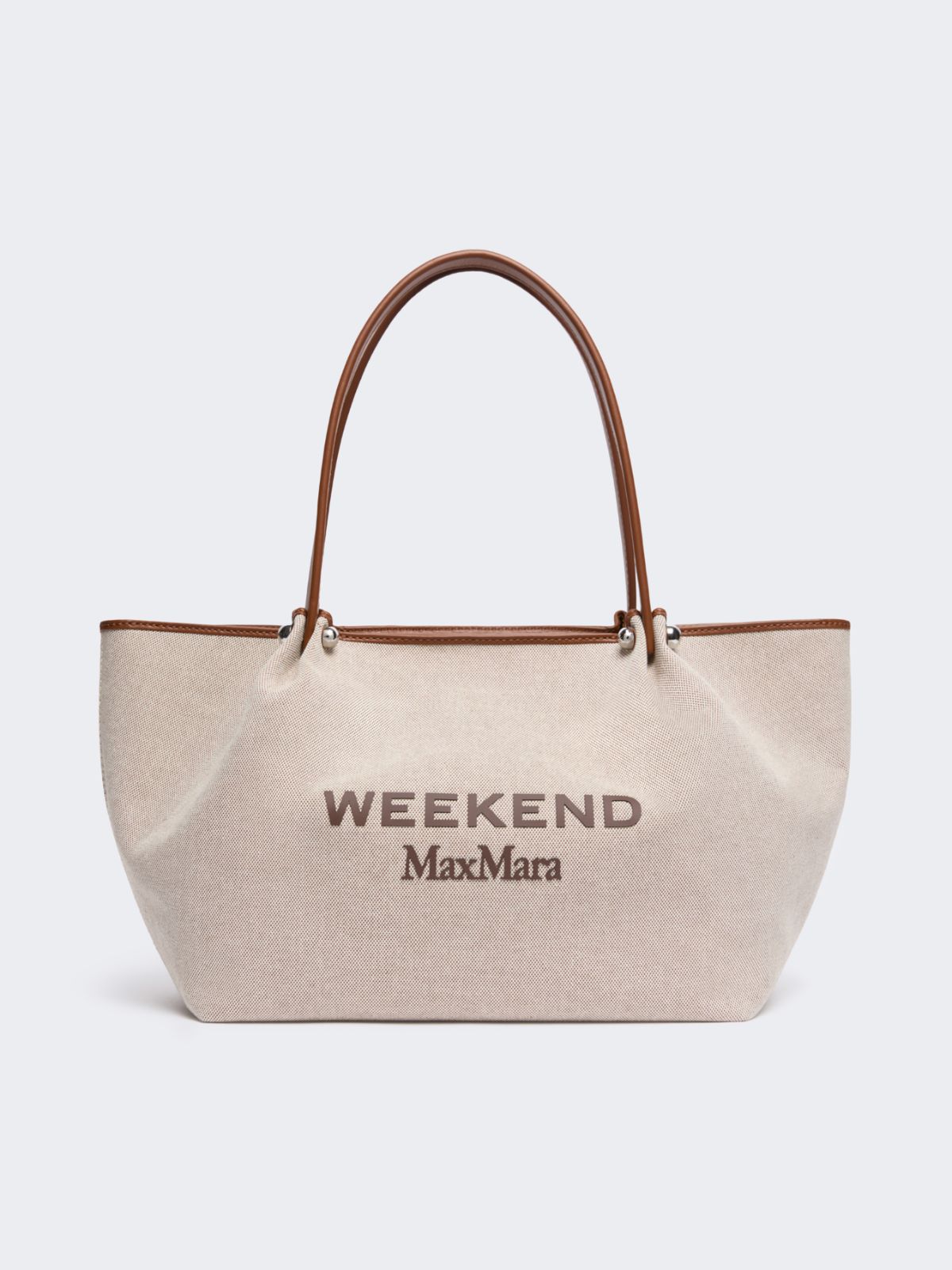 Plain-weave fabric and leather shopping bag - Weekend Max Mara