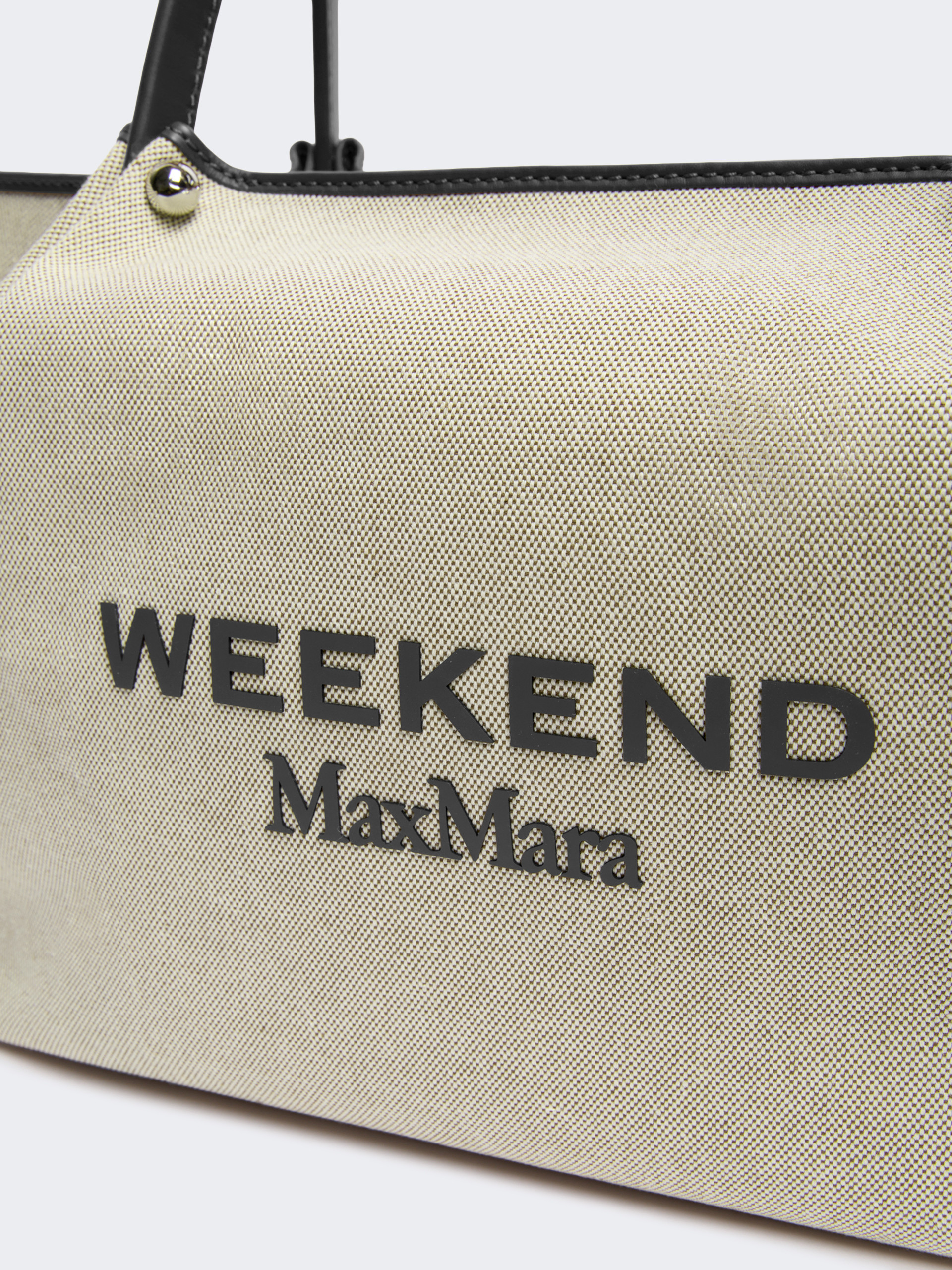 Plain-weave fabric and leather shopping bag - Weekend Max Mara - 4