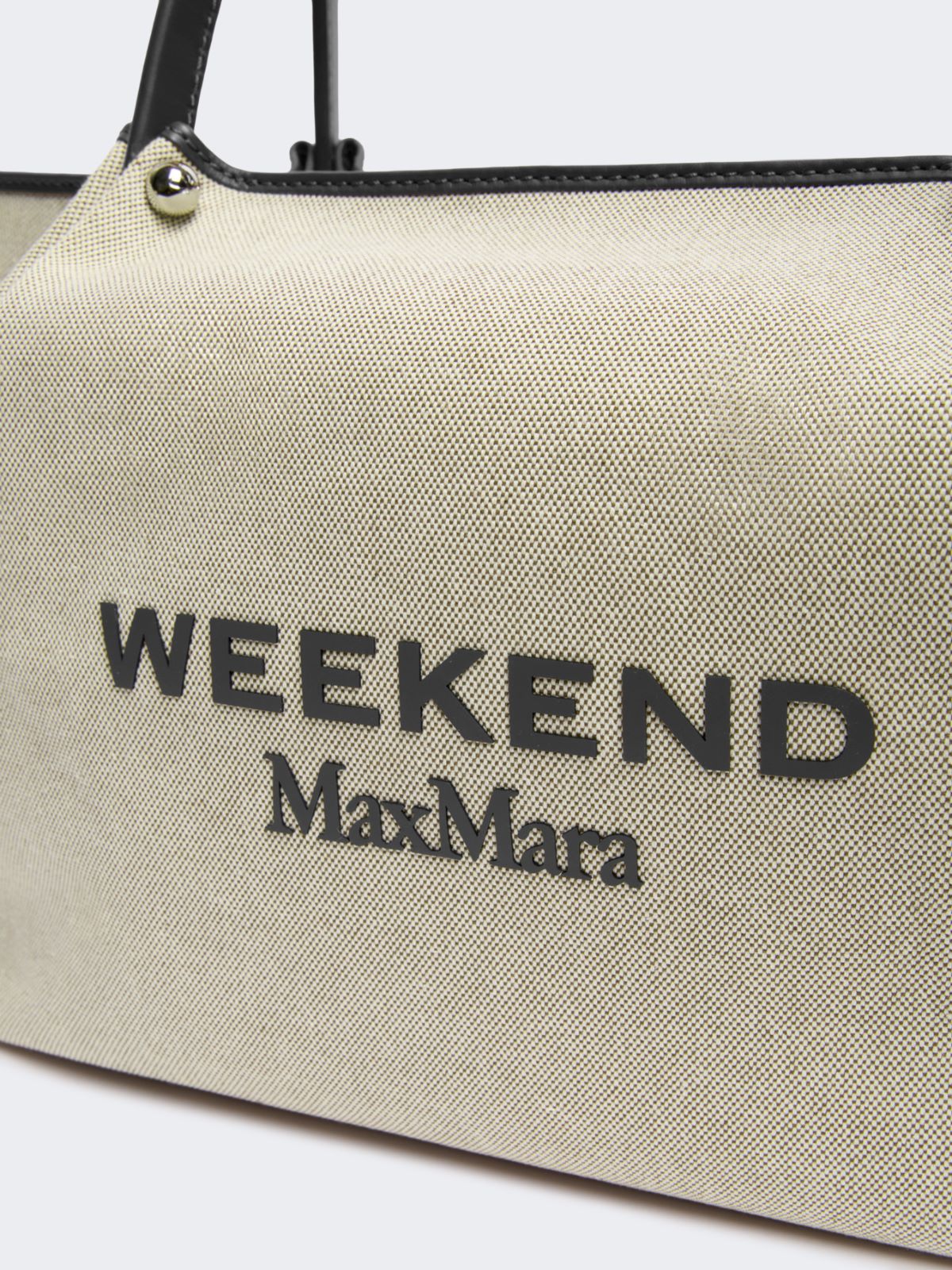 Plain-weave fabric and leather shopping bag - Weekend Max Mara - 4